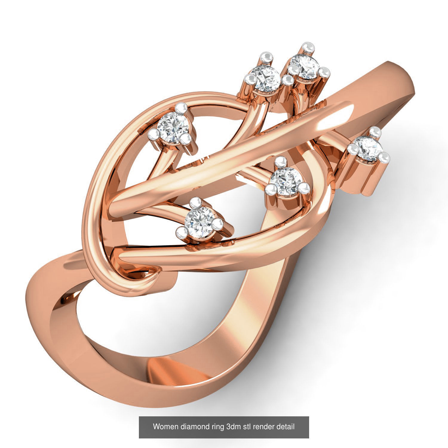 129 Women diamond ring  3dm stl render  3D Model Collection_6
