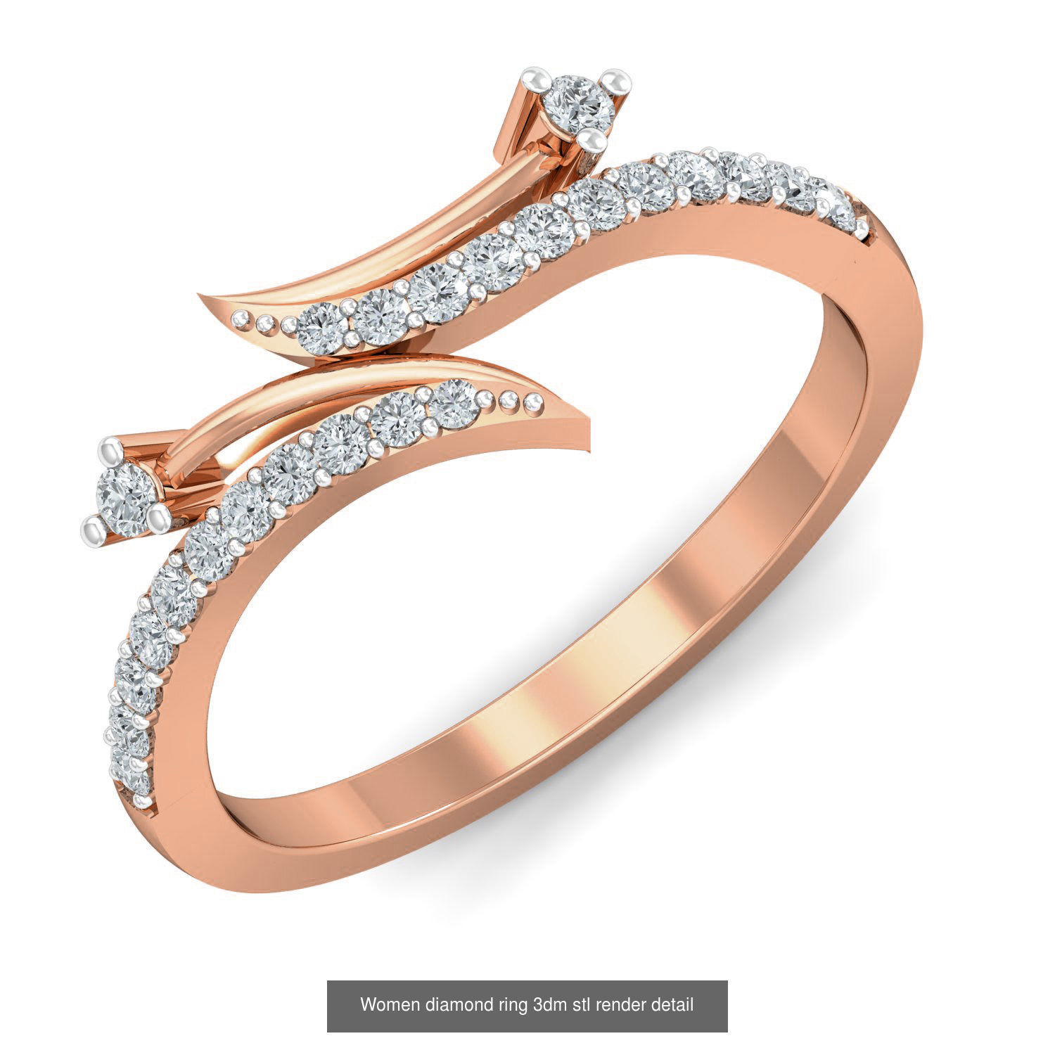 129 Women diamond ring  3dm stl render  3D Model Collection_58
