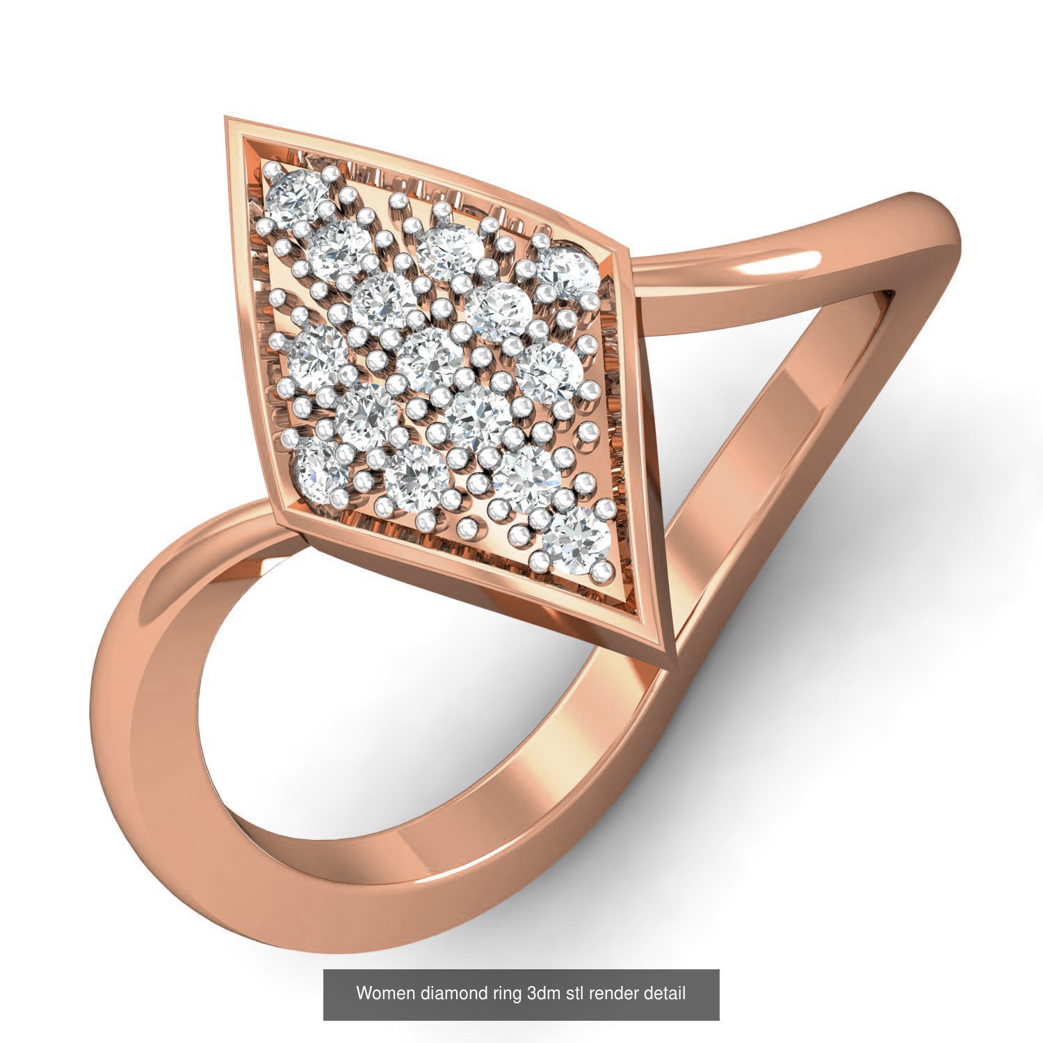129 Women diamond ring  3dm stl render  3D Model Collection_40