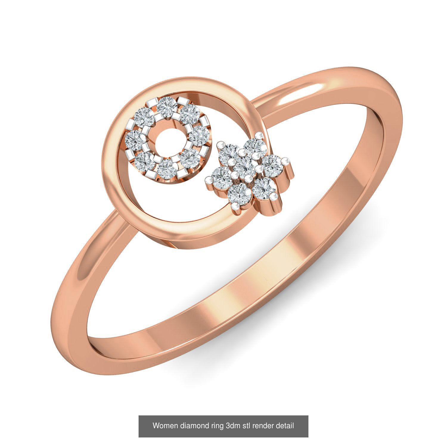 129 Women diamond ring  3dm stl render  3D Model Collection_107