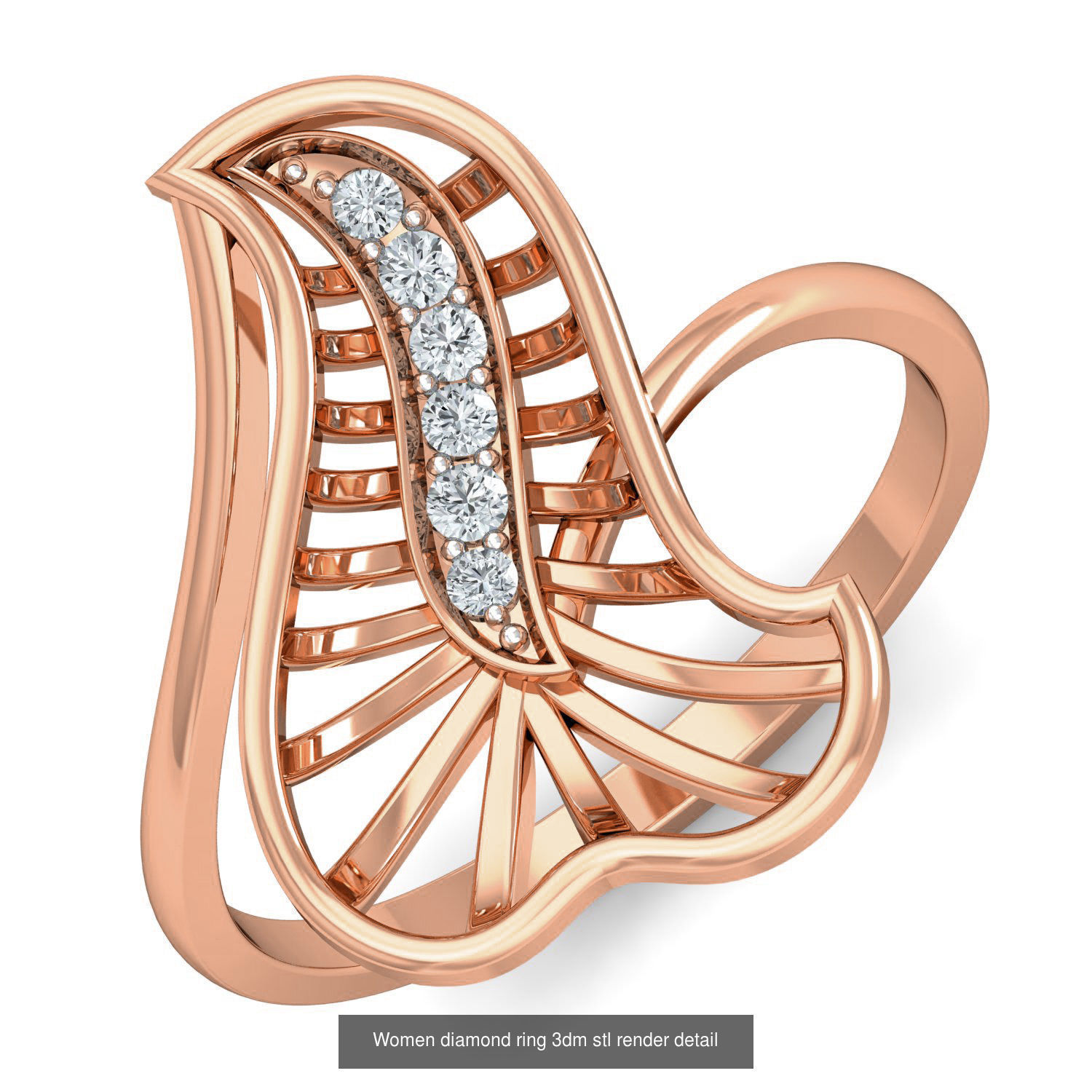 129 Women diamond ring  3dm stl render  3D Model Collection_128