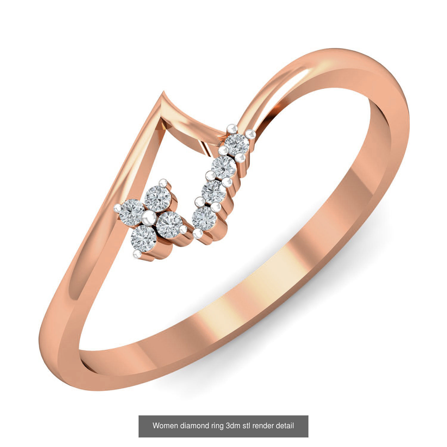 129 Women diamond ring  3dm stl render  3D Model Collection_109