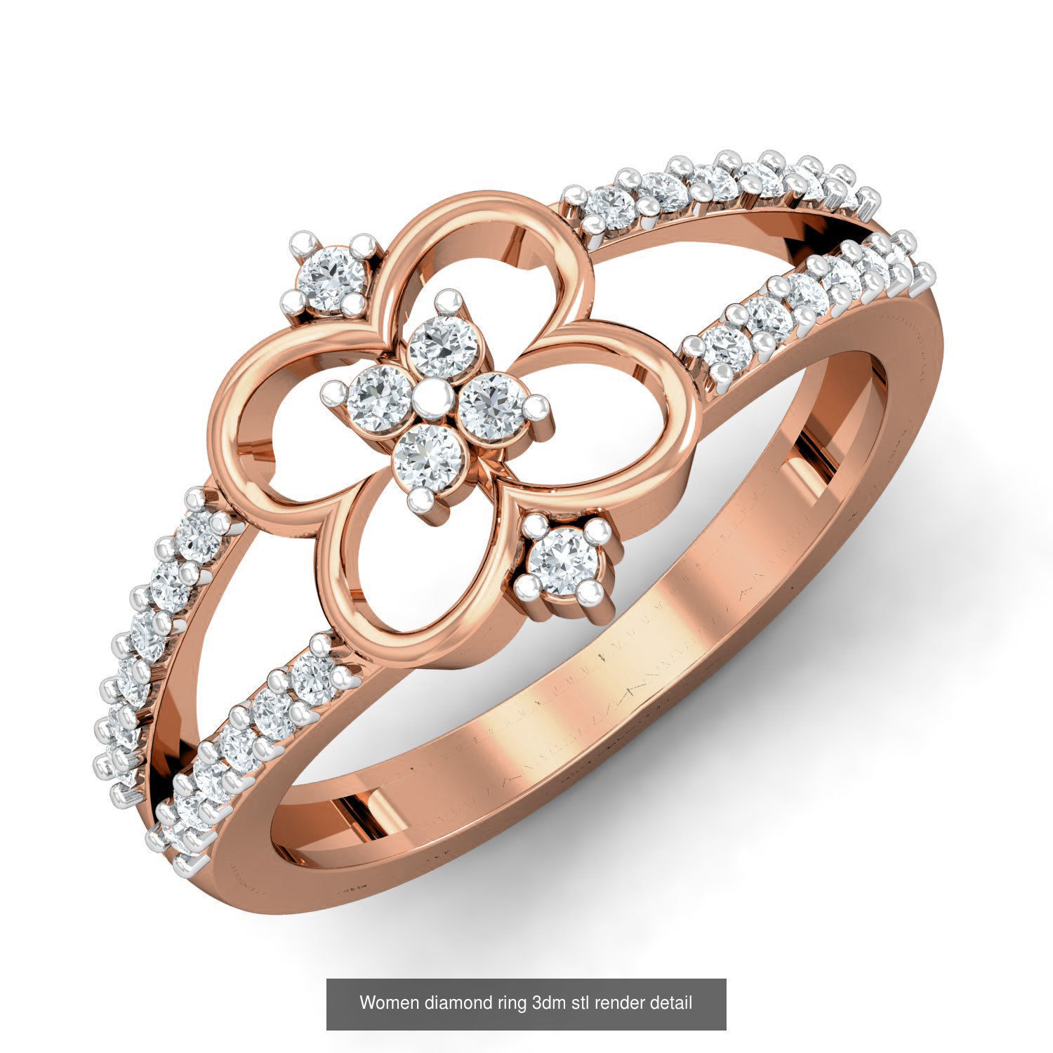 129 Women diamond ring  3dm stl render  3D Model Collection_14