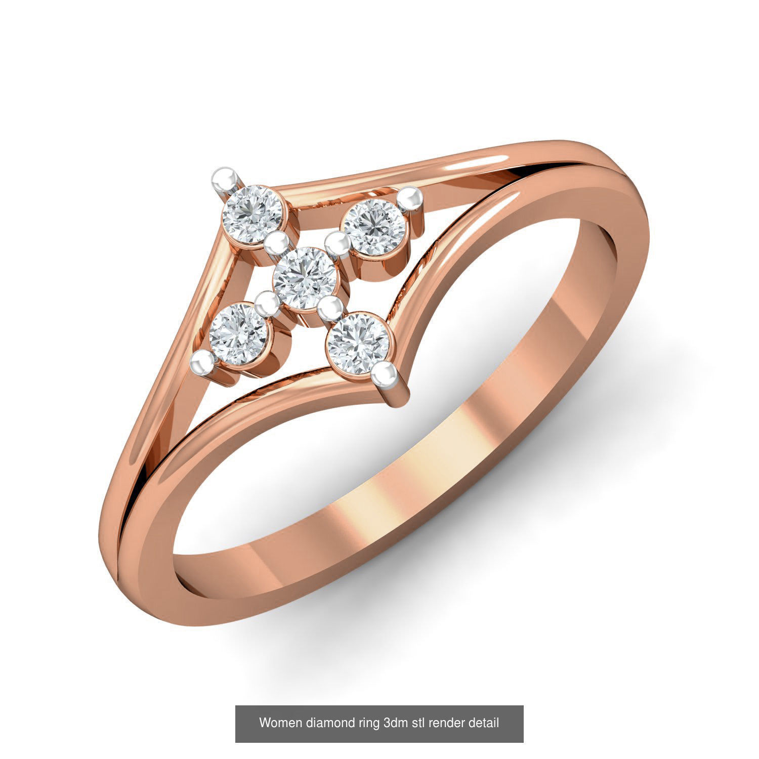 129 Women diamond ring  3dm stl render  3D Model Collection_70