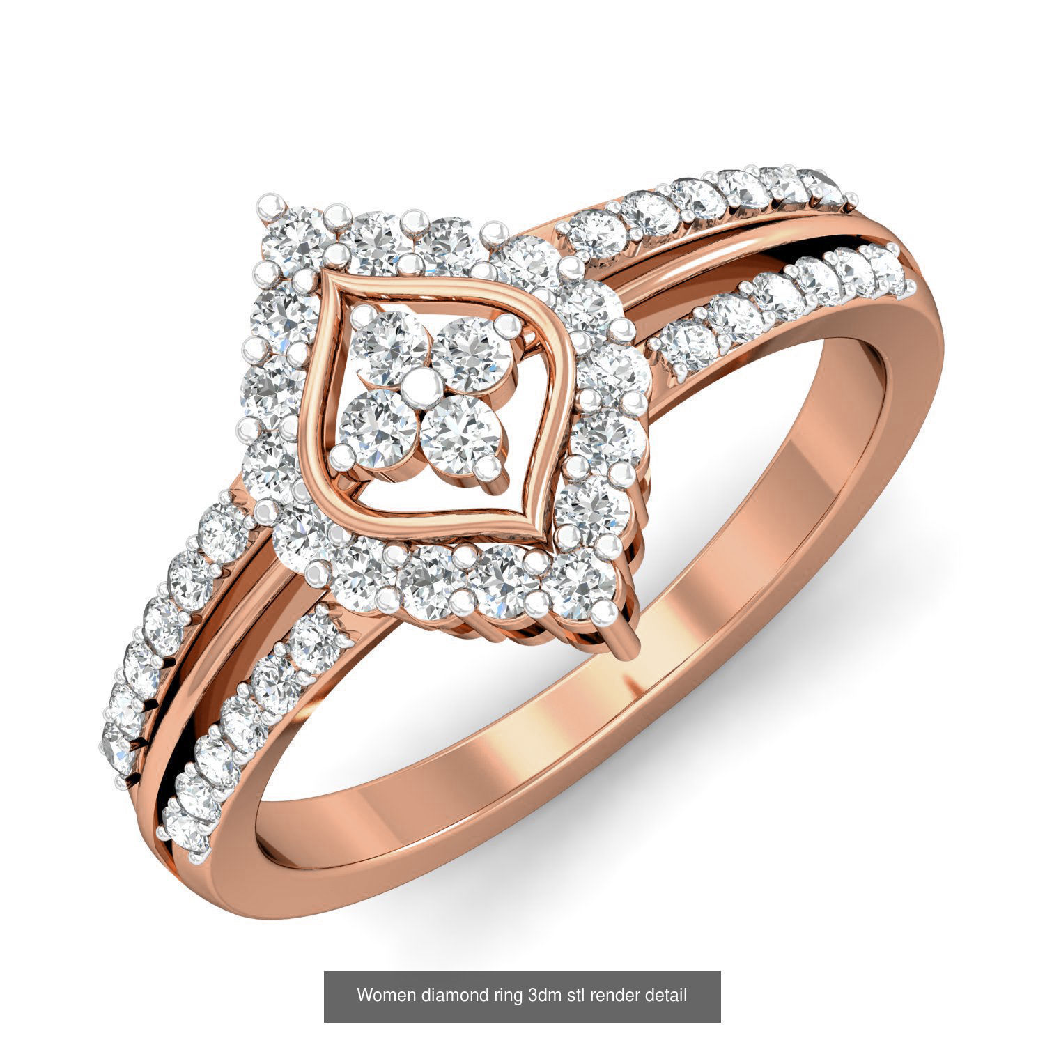 129 Women diamond ring  3dm stl render  3D Model Collection_5