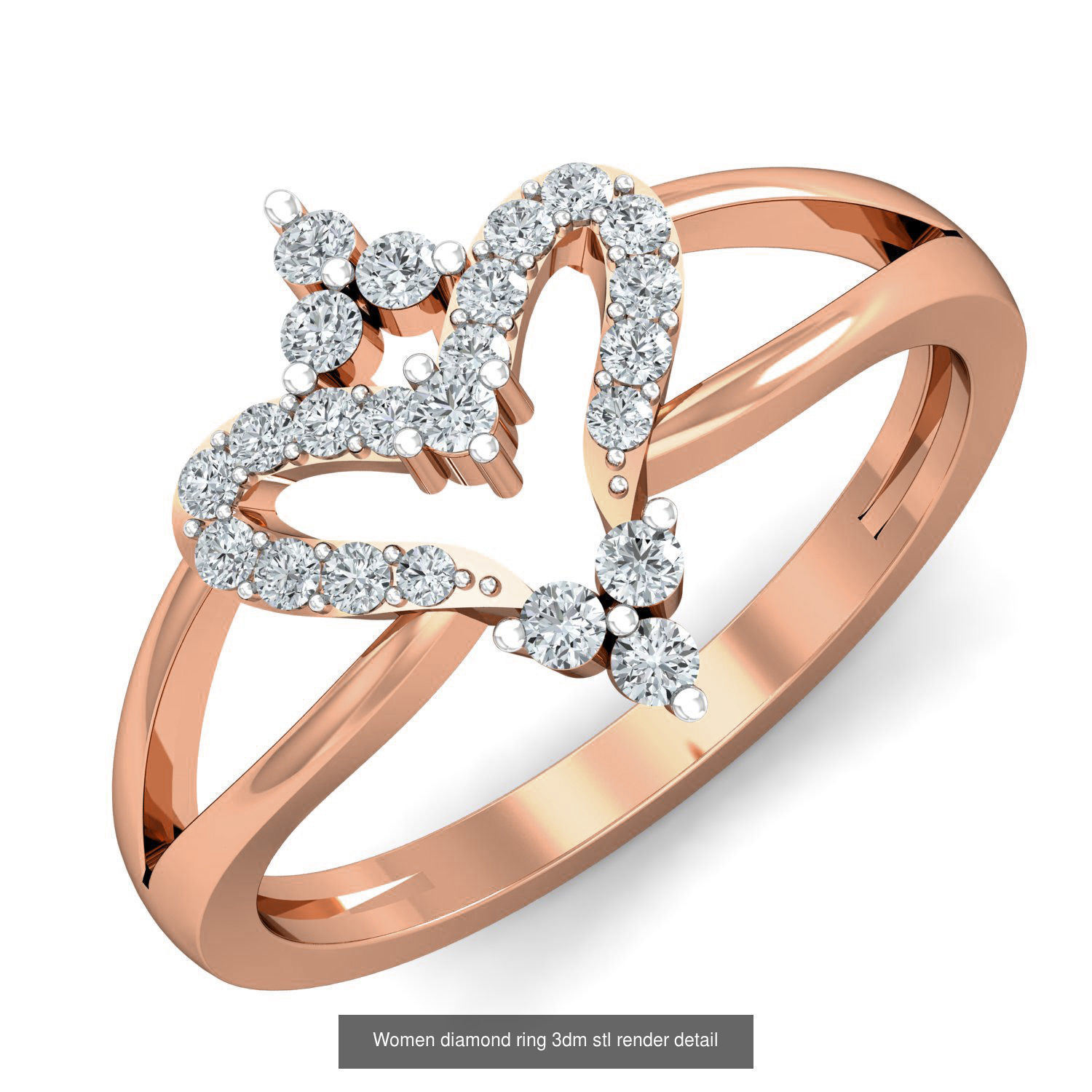 129 Women diamond ring  3dm stl render  3D Model Collection_111