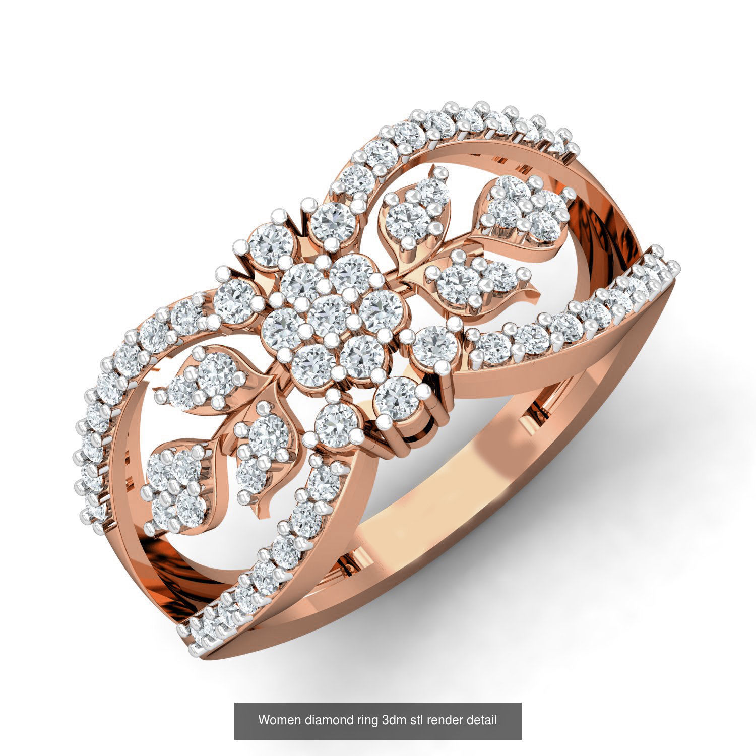 129 Women diamond ring  3dm stl render  3D Model Collection_22