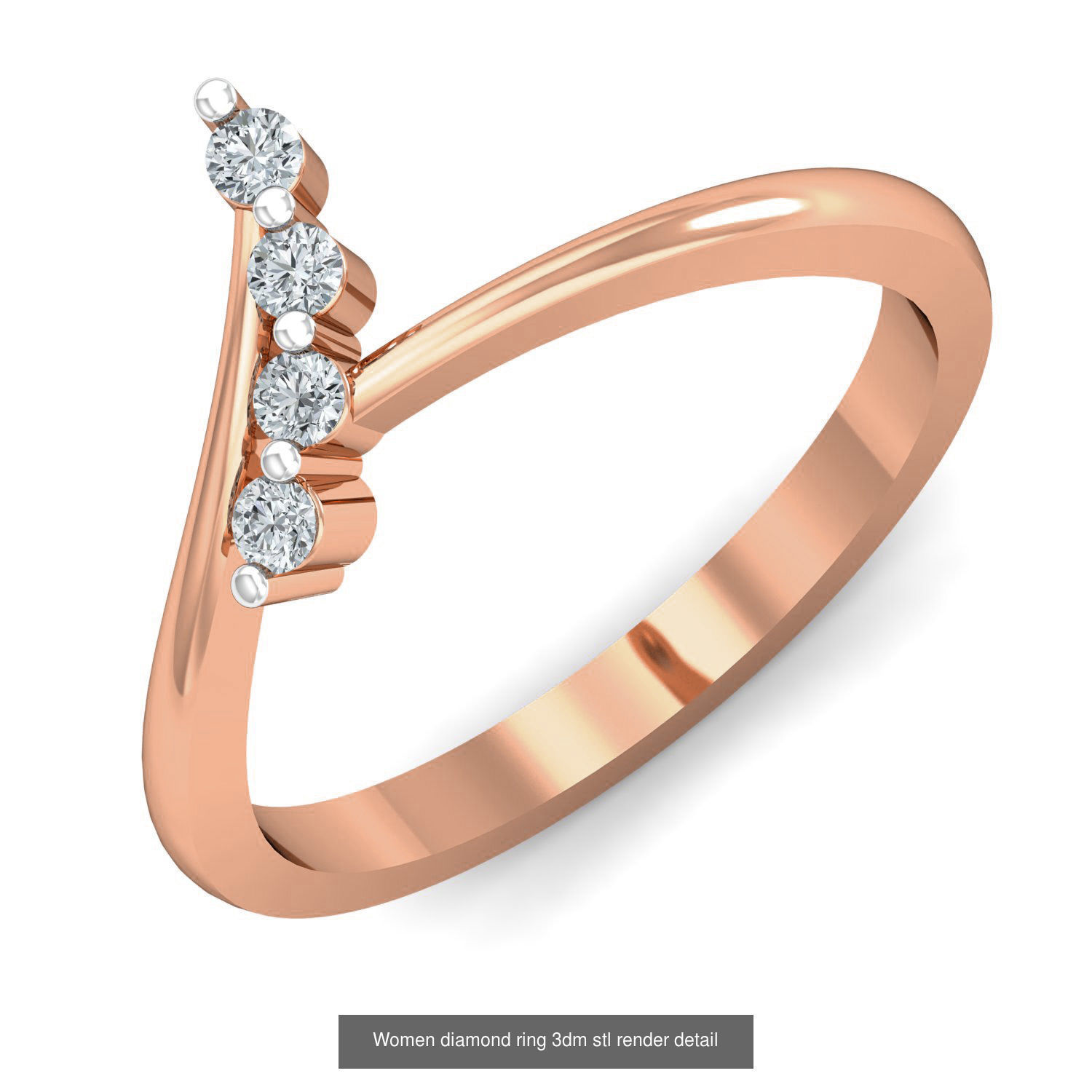 129 Women diamond ring  3dm stl render  3D Model Collection_72