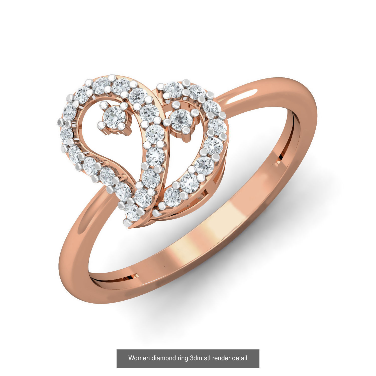 129 Women diamond ring  3dm stl render  3D Model Collection_33