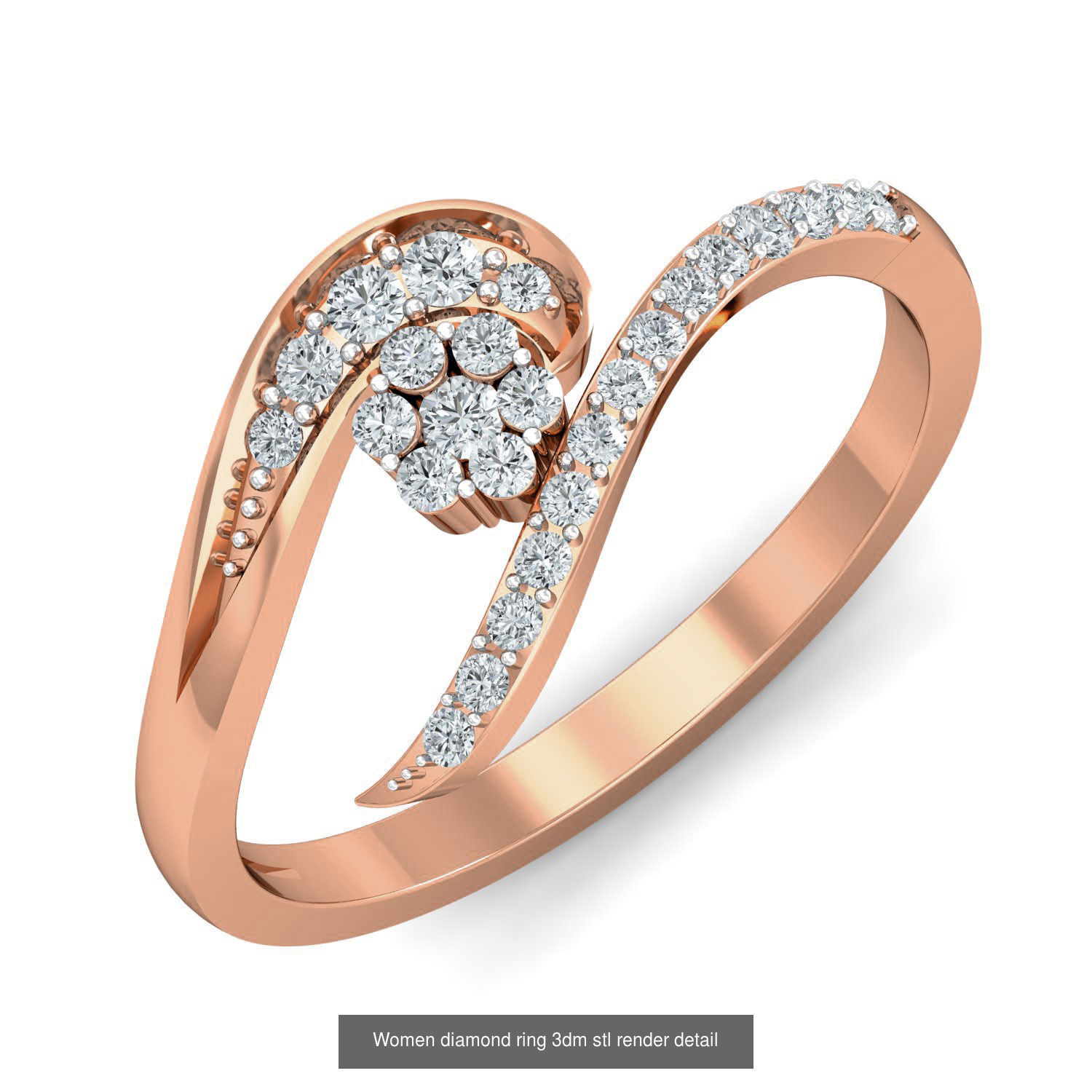 129 Women diamond ring  3dm stl render  3D Model Collection_81