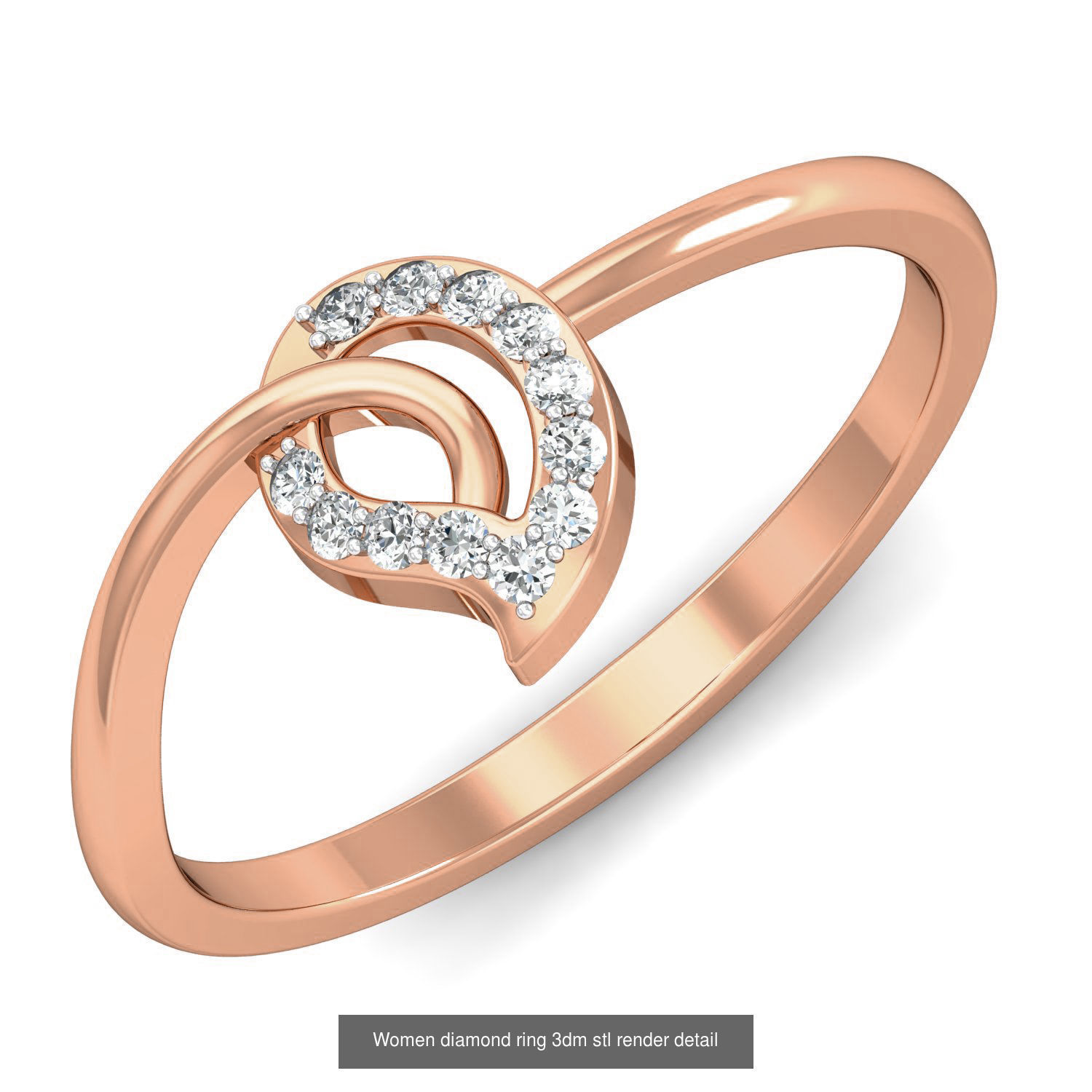 129 Women diamond ring  3dm stl render  3D Model Collection_36