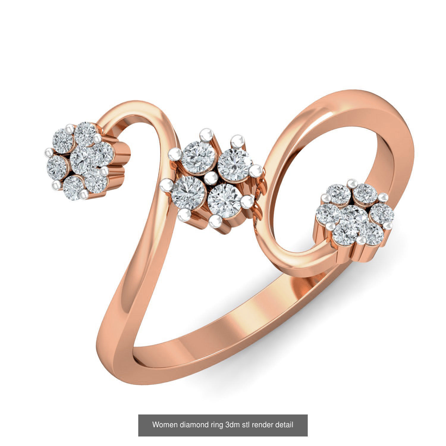 129 Women diamond ring  3dm stl render  3D Model Collection_91