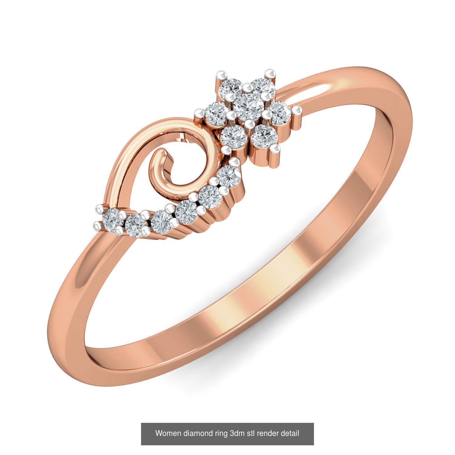 129 Women diamond ring  3dm stl render  3D Model Collection_108