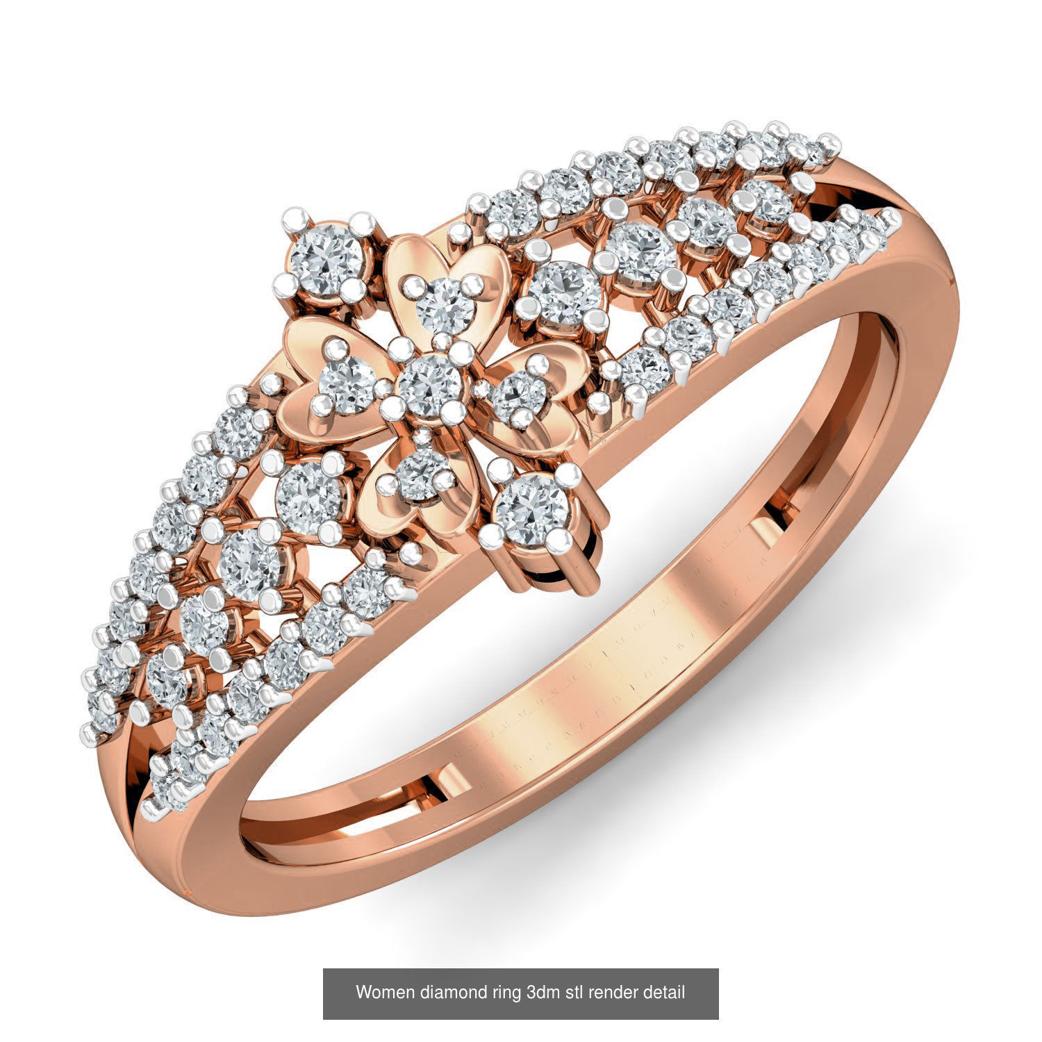 129 Women diamond ring  3dm stl render  3D Model Collection_27