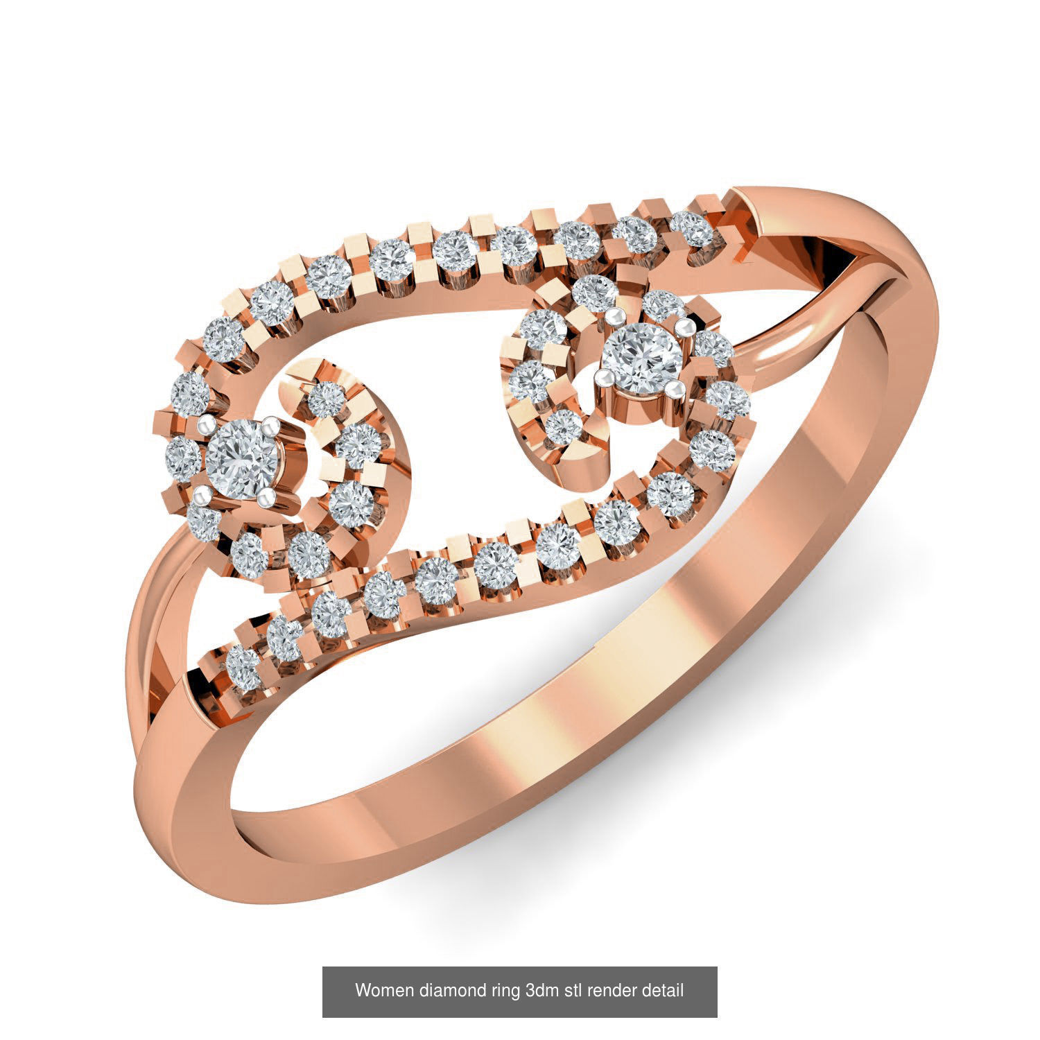 129 Women diamond ring  3dm stl render  3D Model Collection_78