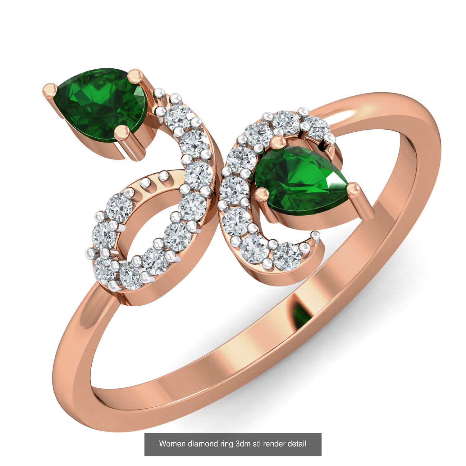 129 Women diamond ring  3dm stl render  3D Model Collection_47
