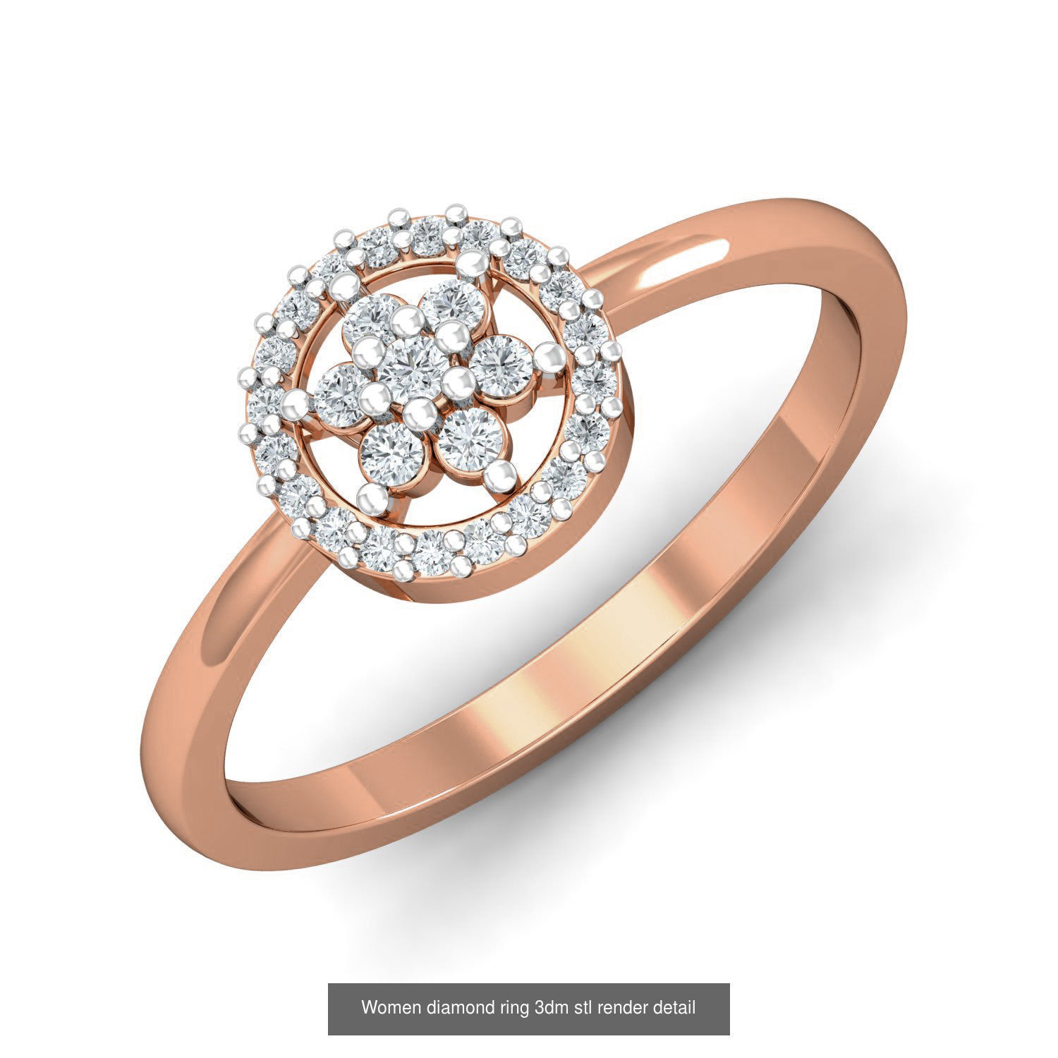 129 Women diamond ring  3dm stl render  3D Model Collection_112
