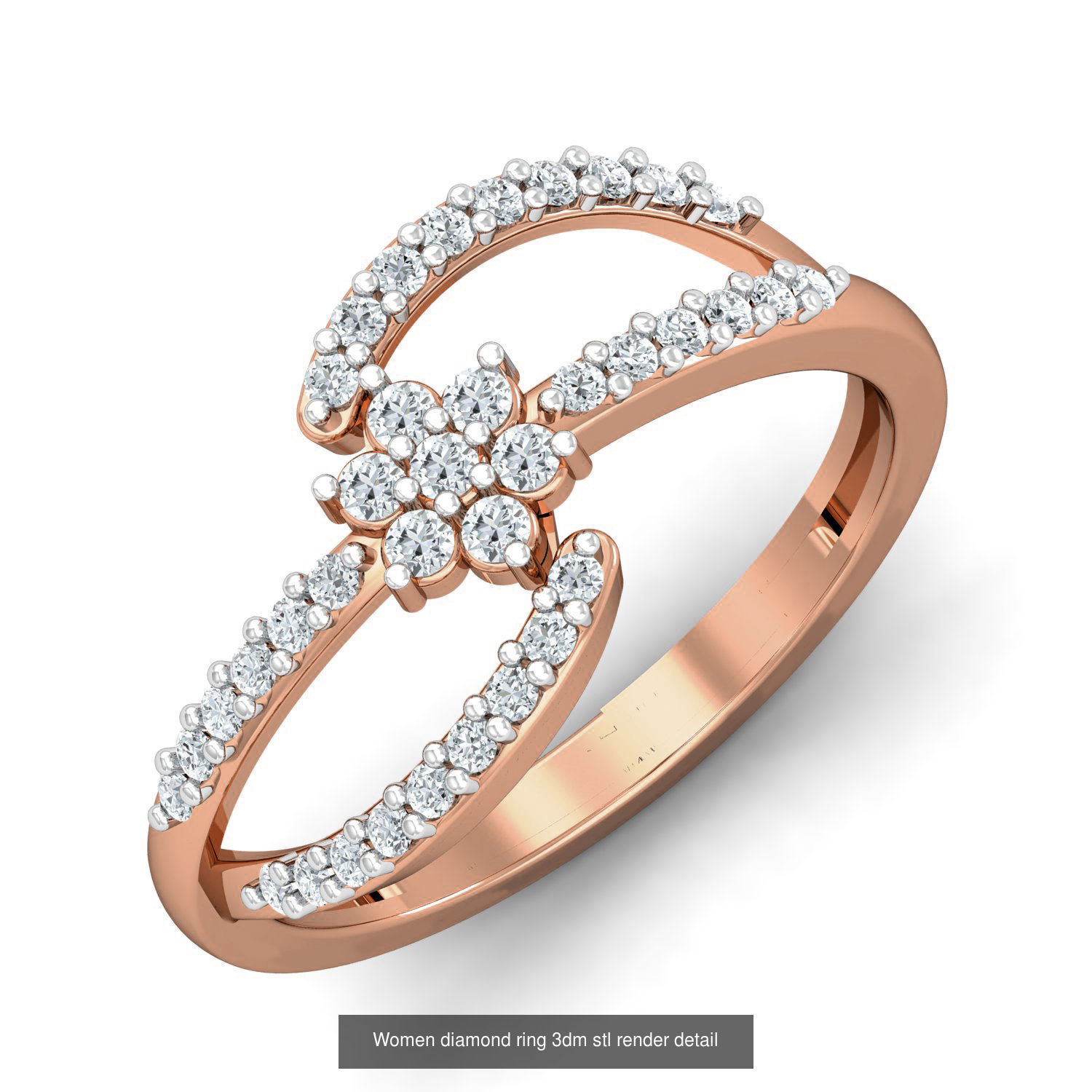 129 Women diamond ring  3dm stl render  3D Model Collection_16