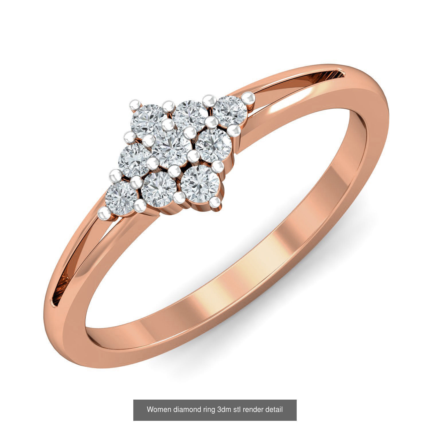 129 Women diamond ring  3dm stl render  3D Model Collection_117