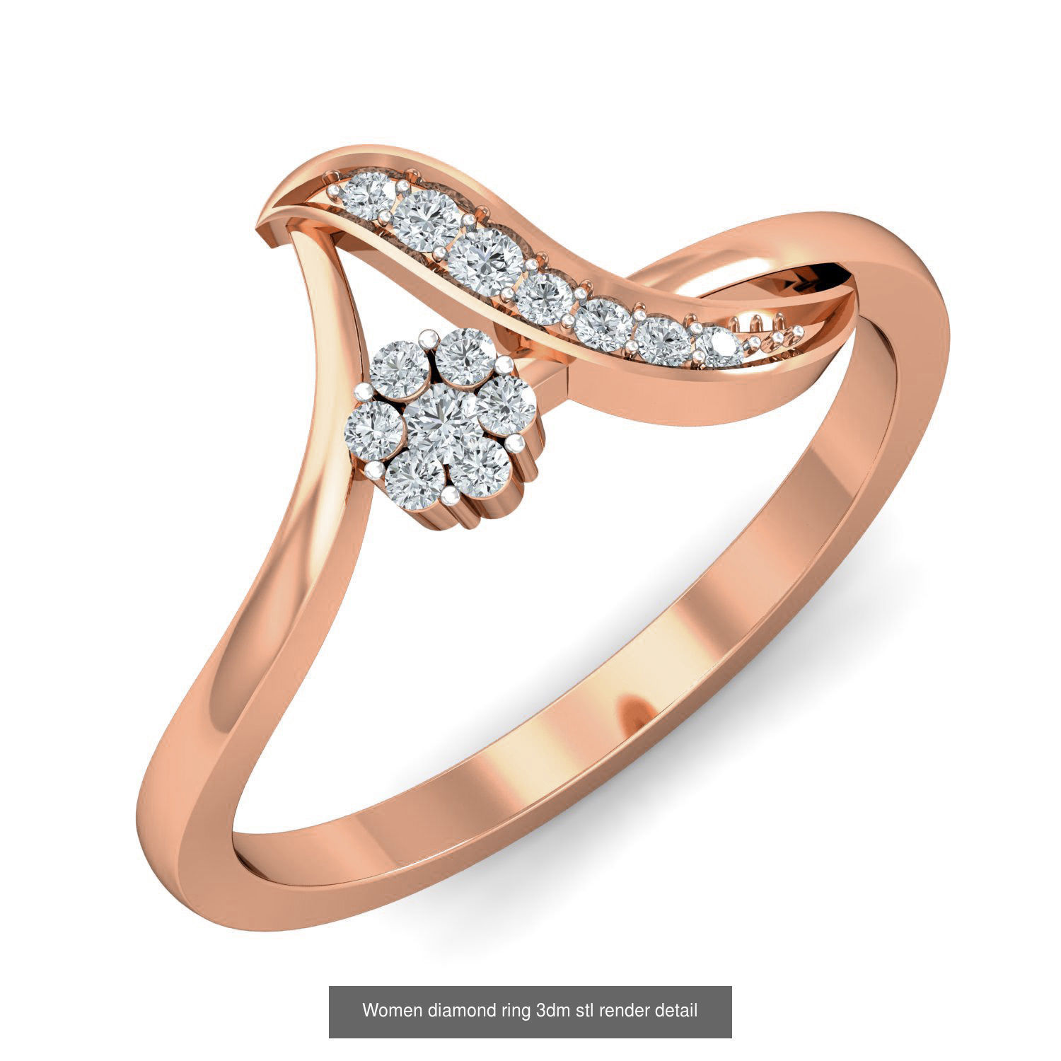 129 Women diamond ring  3dm stl render  3D Model Collection_89