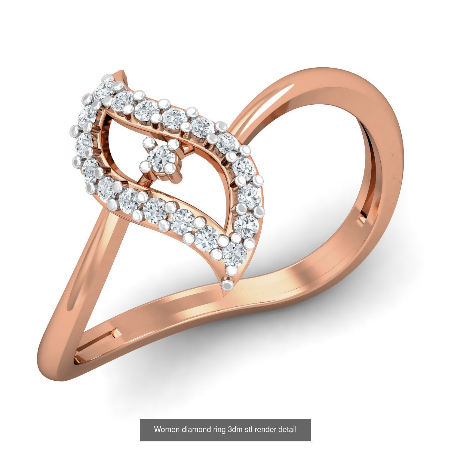 129 Women diamond ring  3dm stl render  3D Model Collection_39