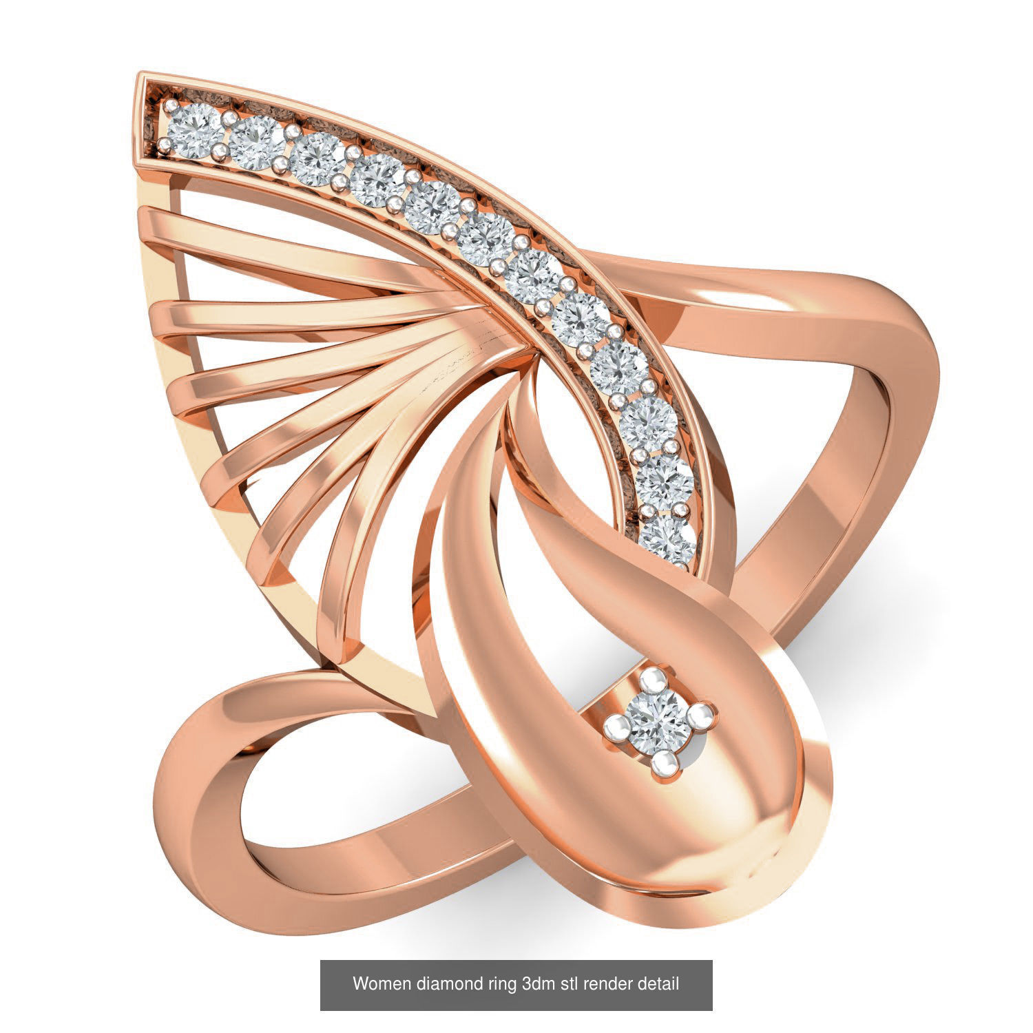 129 Women diamond ring  3dm stl render  3D Model Collection_127