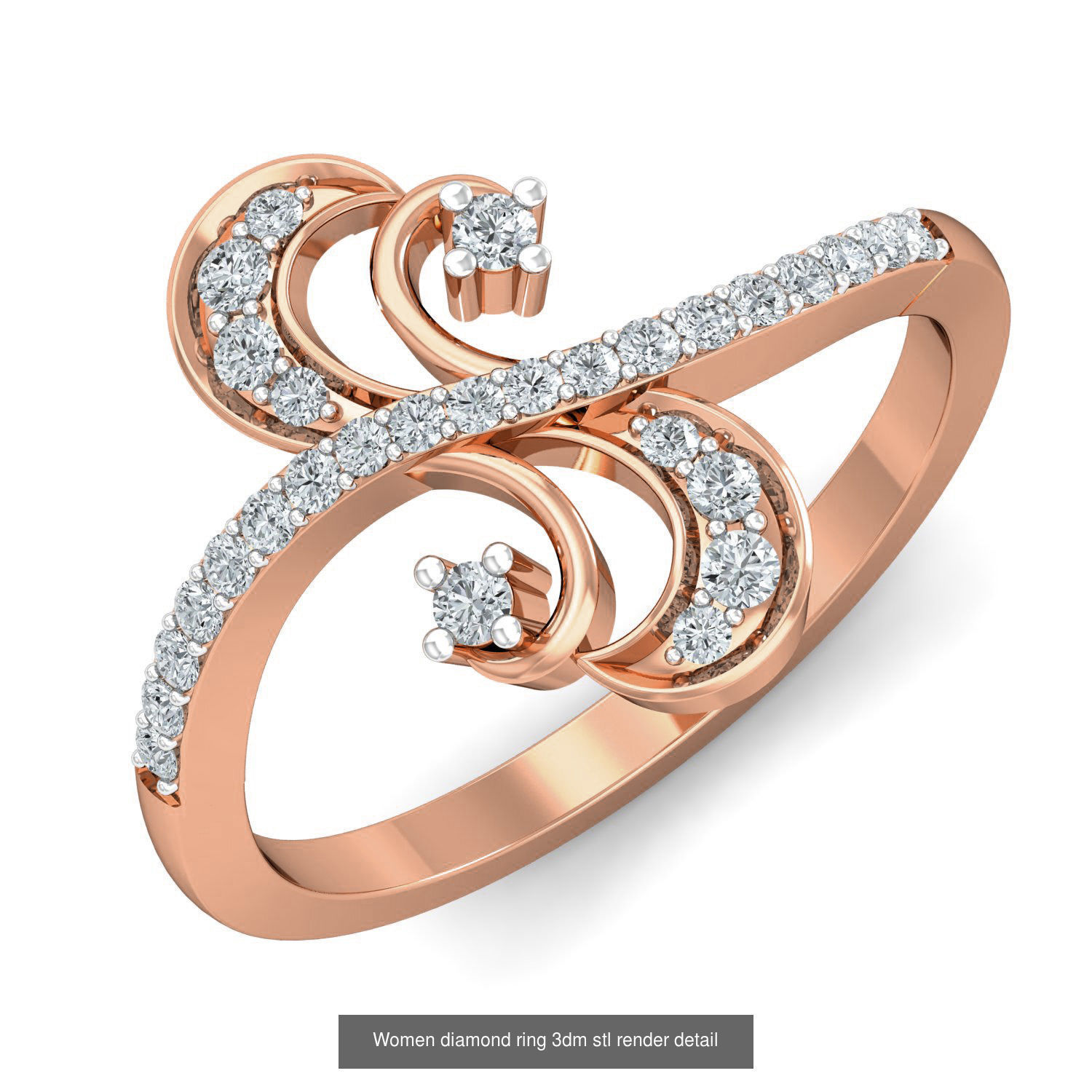 129 Women diamond ring  3dm stl render  3D Model Collection_52