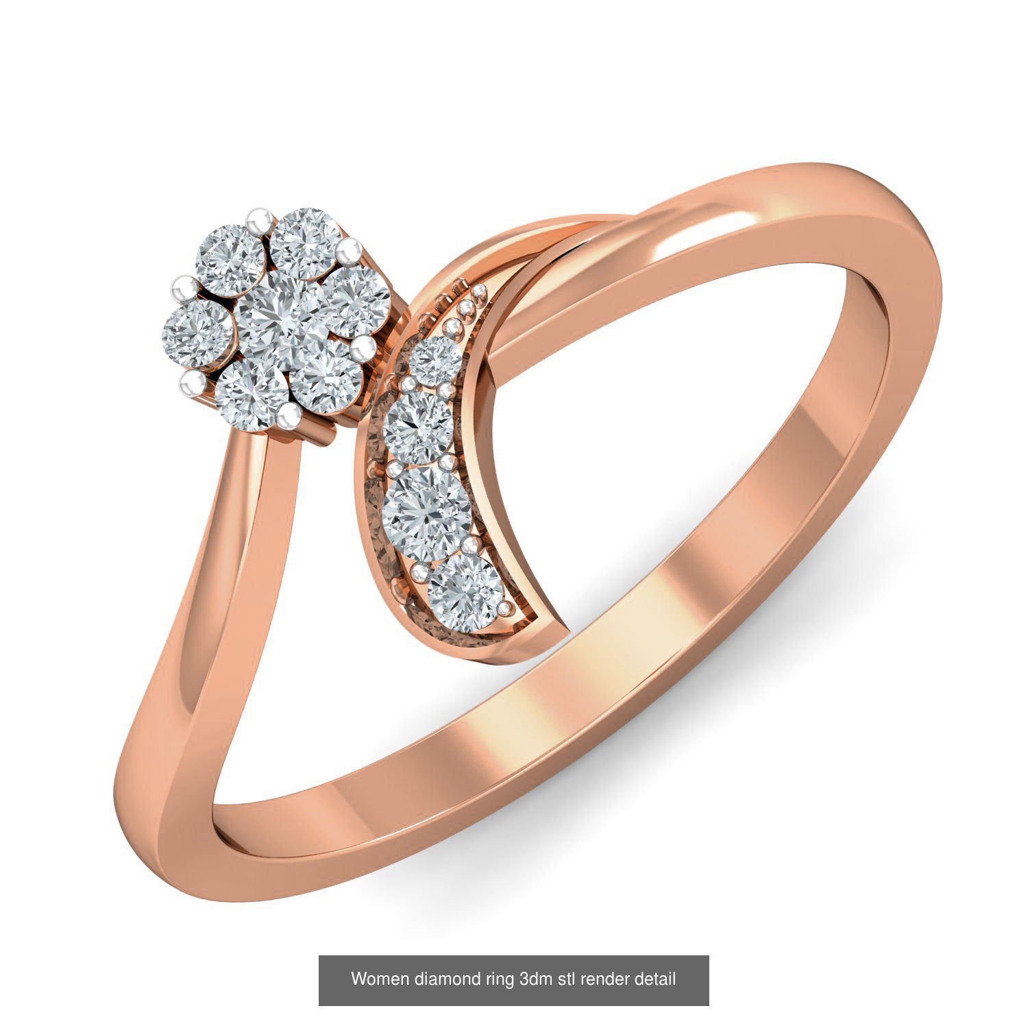 129 Women diamond ring  3dm stl render  3D Model Collection_88