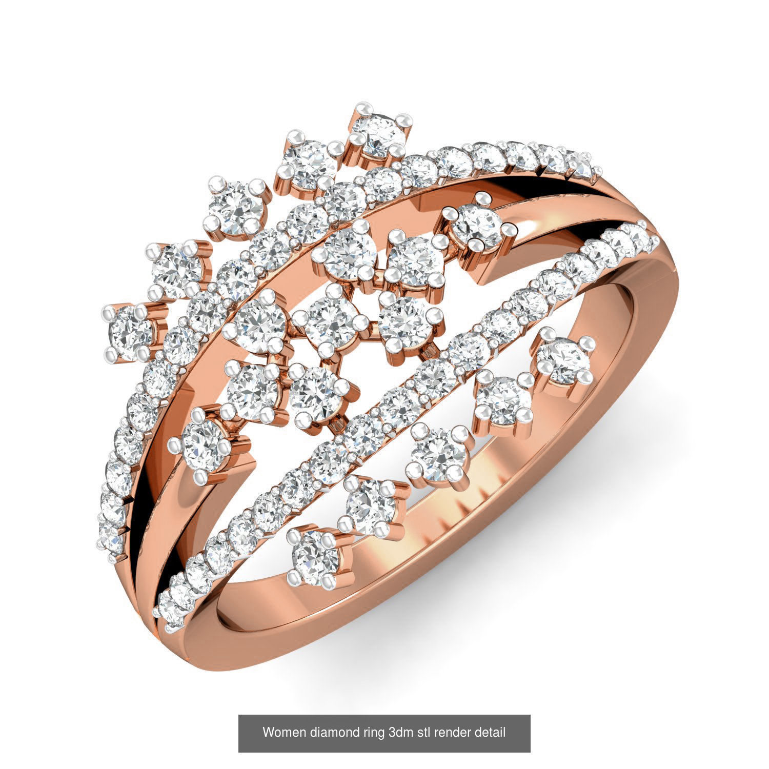 129 Women diamond ring  3dm stl render  3D Model Collection_19