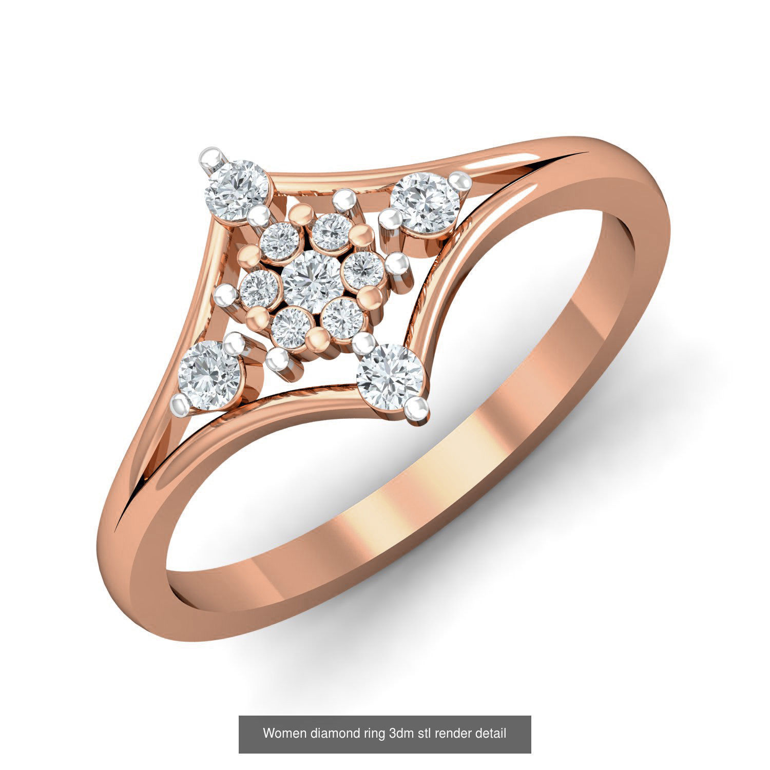 129 Women diamond ring  3dm stl render  3D Model Collection_93
