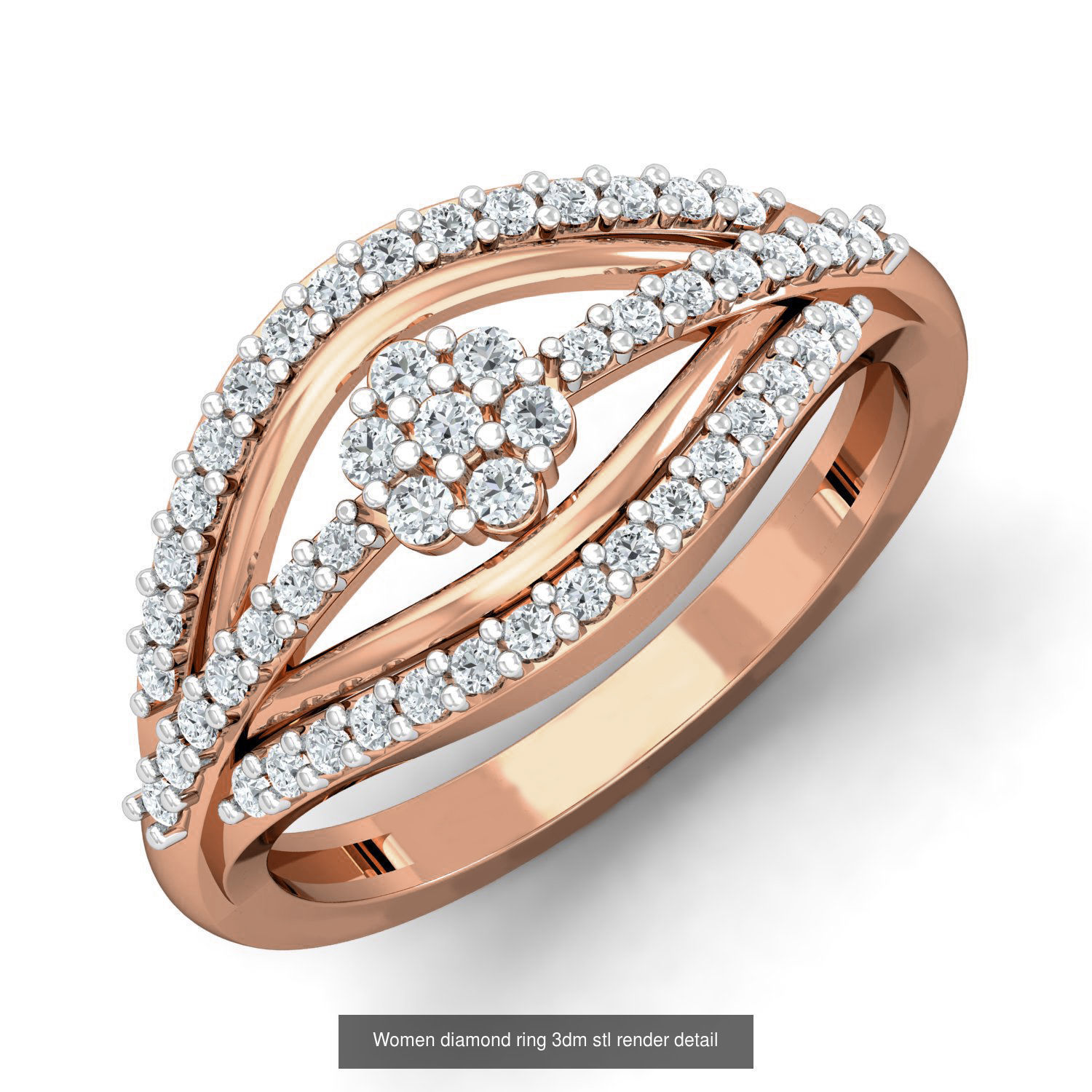 129 Women diamond ring  3dm stl render  3D Model Collection_10