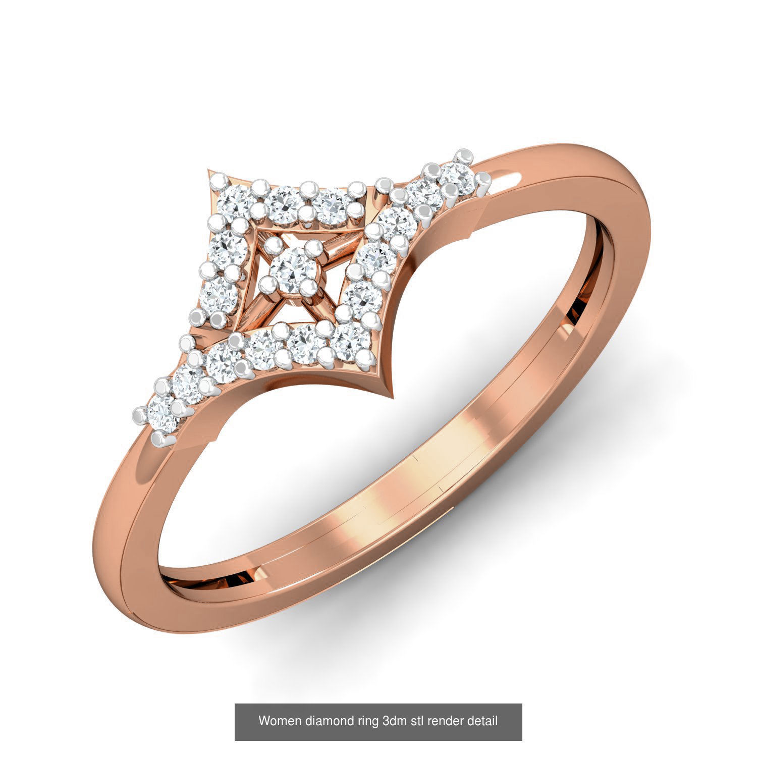 129 Women diamond ring  3dm stl render  3D Model Collection_37