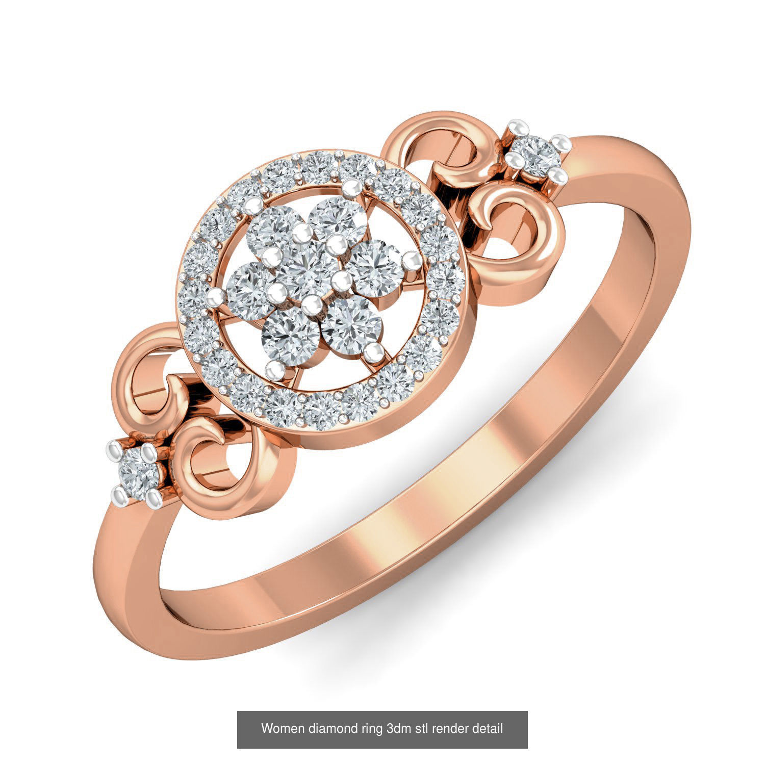 129 Women diamond ring  3dm stl render  3D Model Collection_113