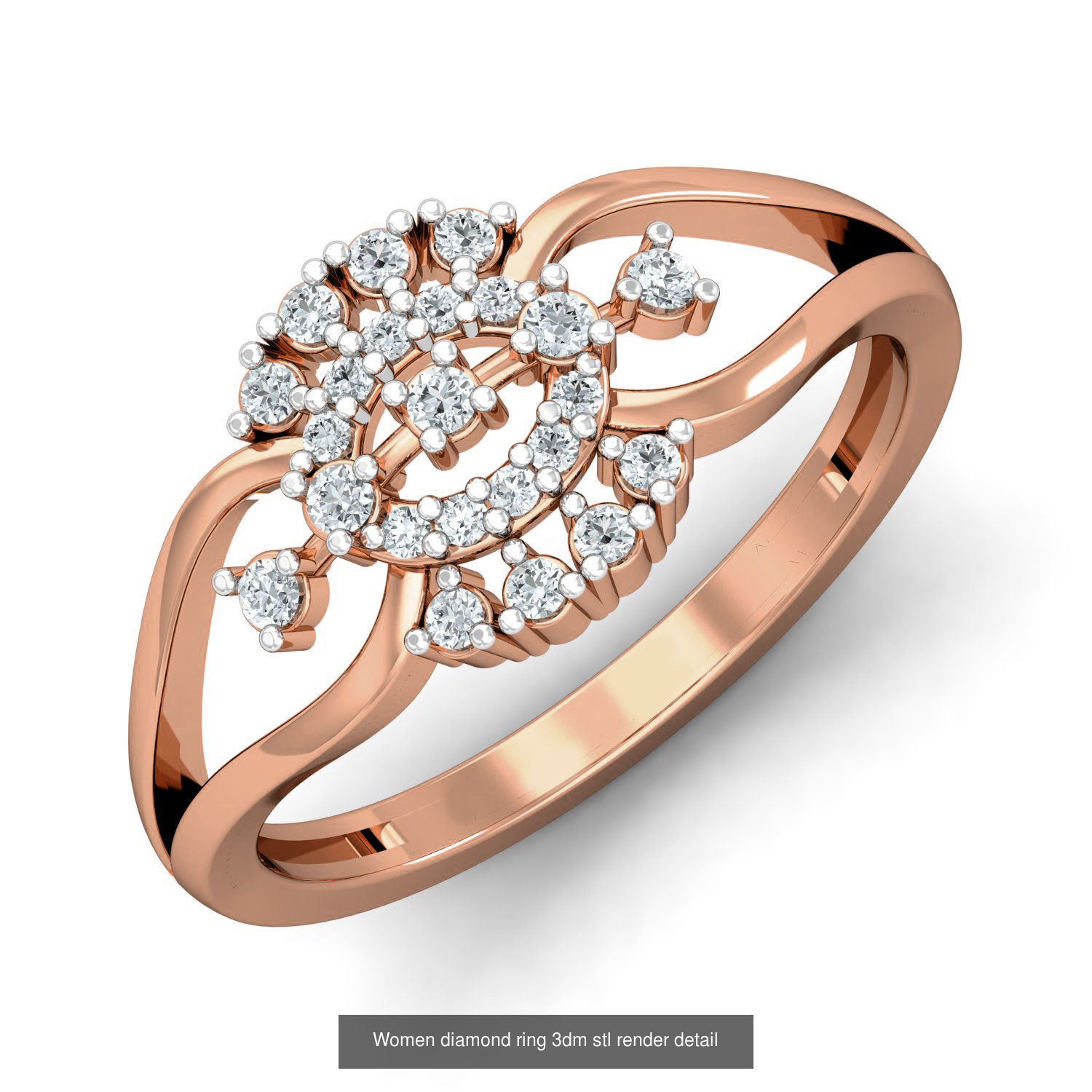 129 Women diamond ring  3dm stl render  3D Model Collection_21