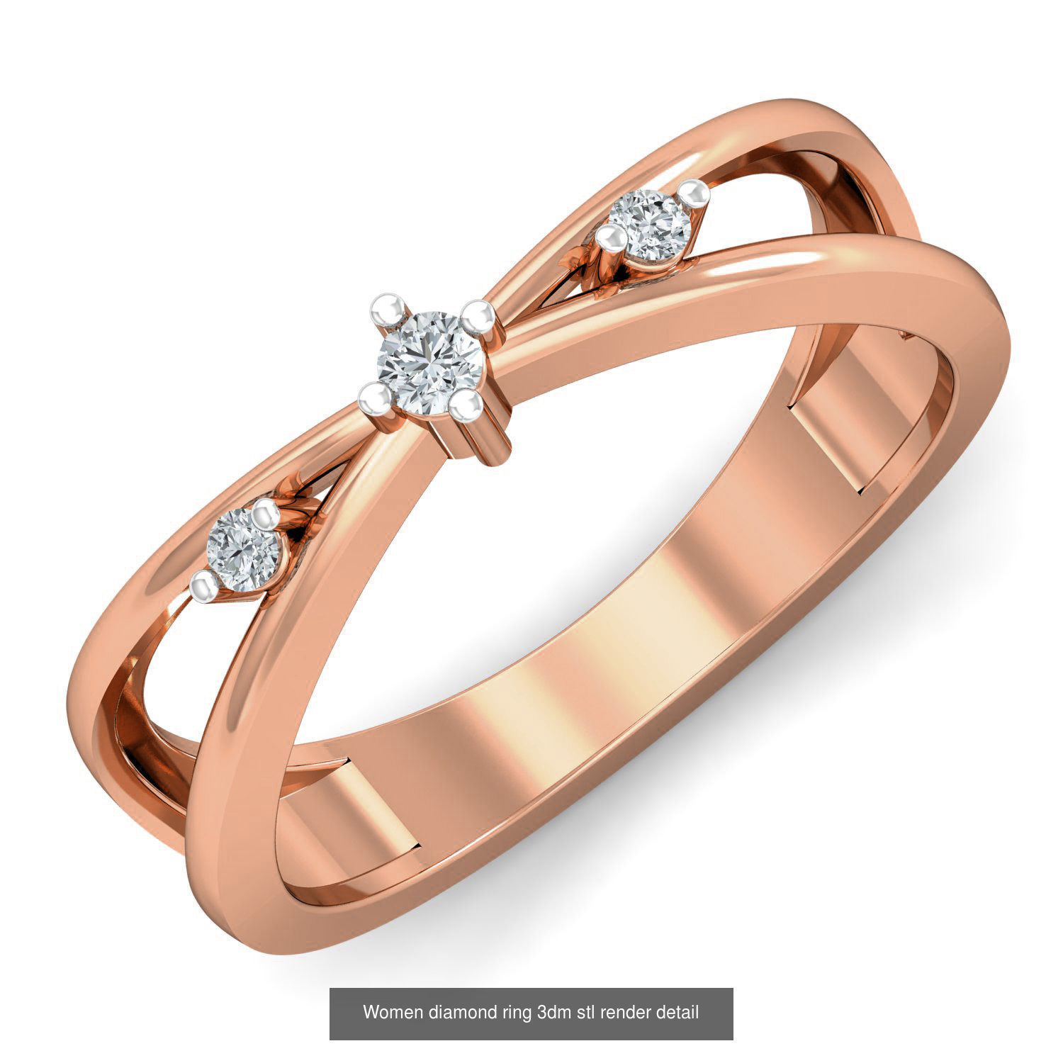 129 Women diamond ring  3dm stl render  3D Model Collection_73