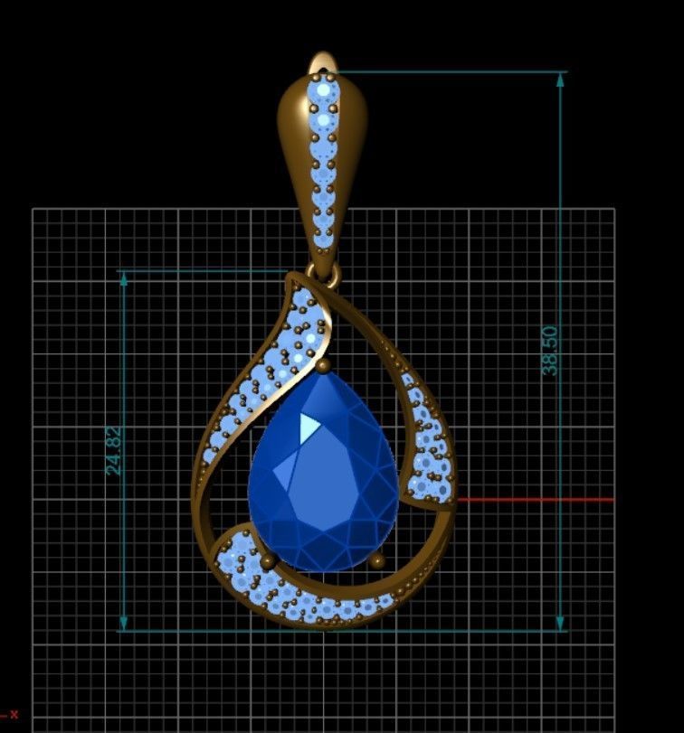 earring ruby 3D print model_3