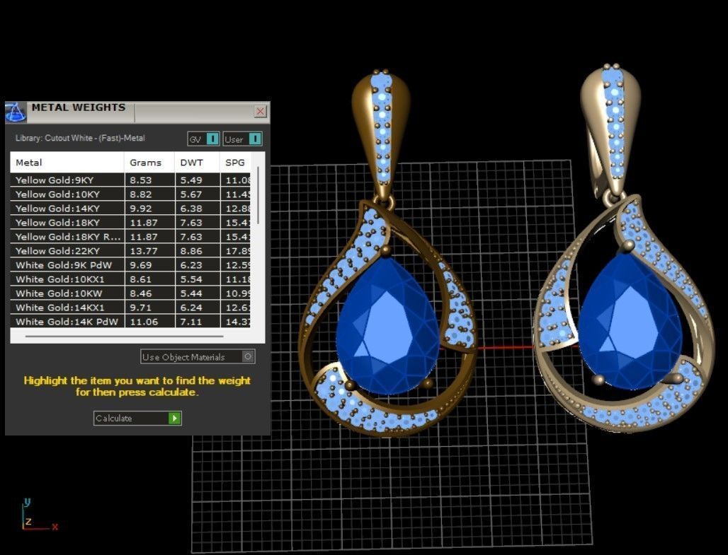 earring ruby 3D print model_7