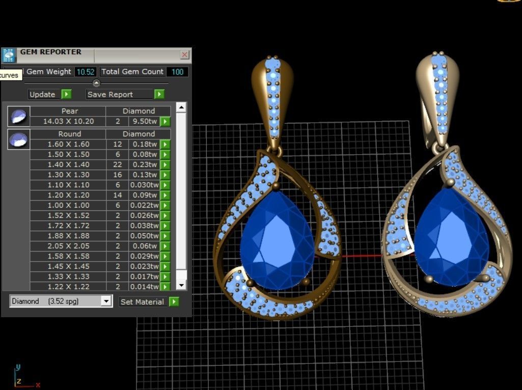 earring ruby 3D print model_6