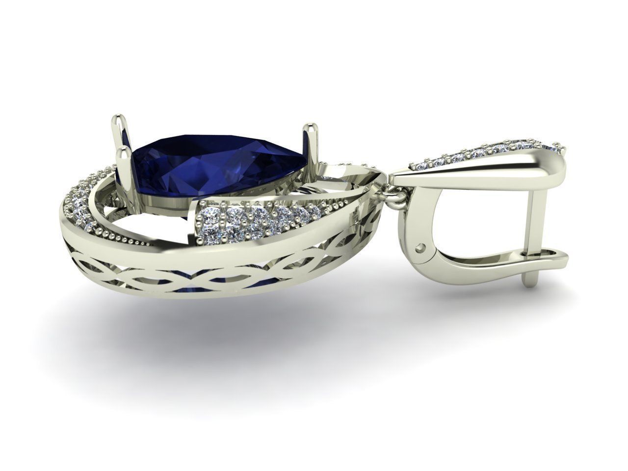 earring ruby 3D print model_2