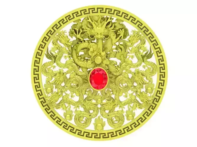 Luxury oval diamond nine chinese dragon pendant 4035