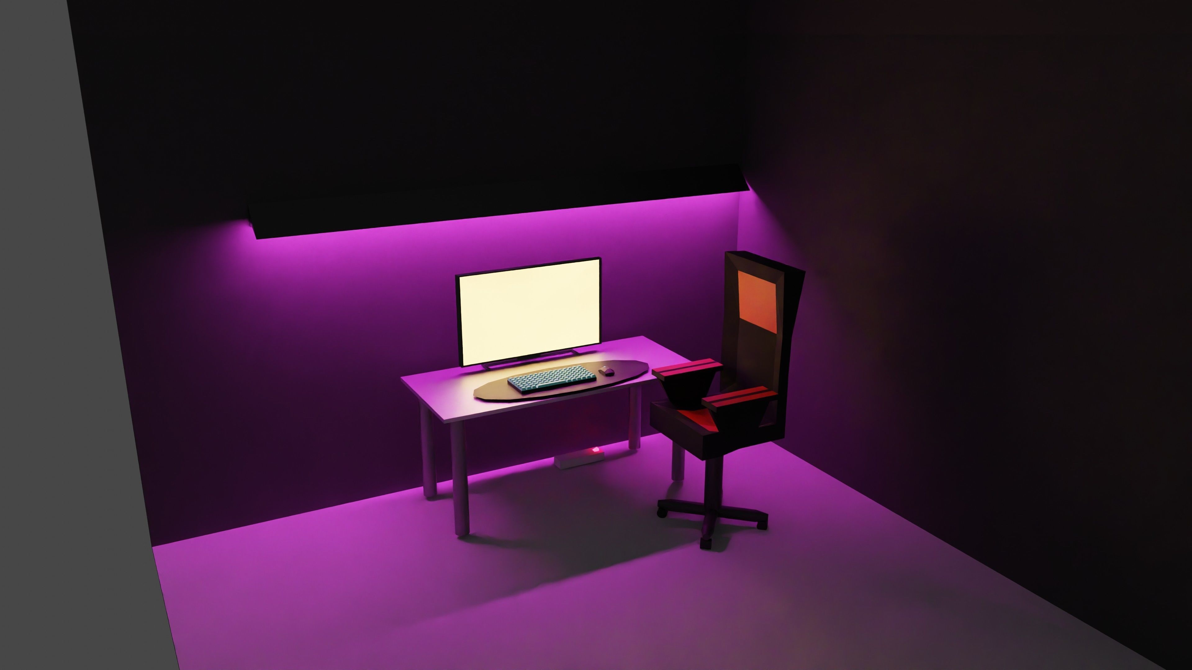 Gaming room low poly 3D model_2
