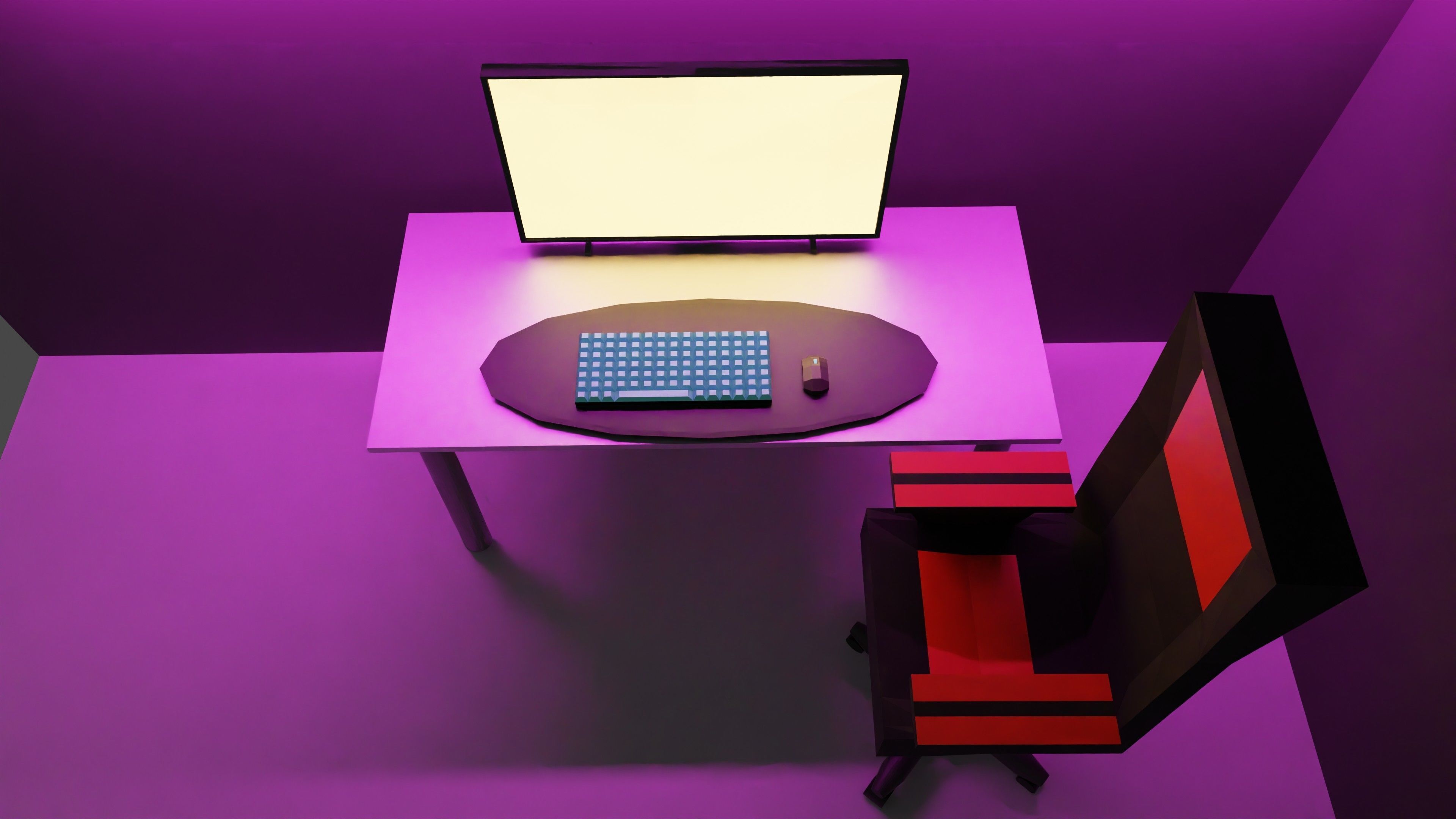 Gaming room low poly 3D model_3