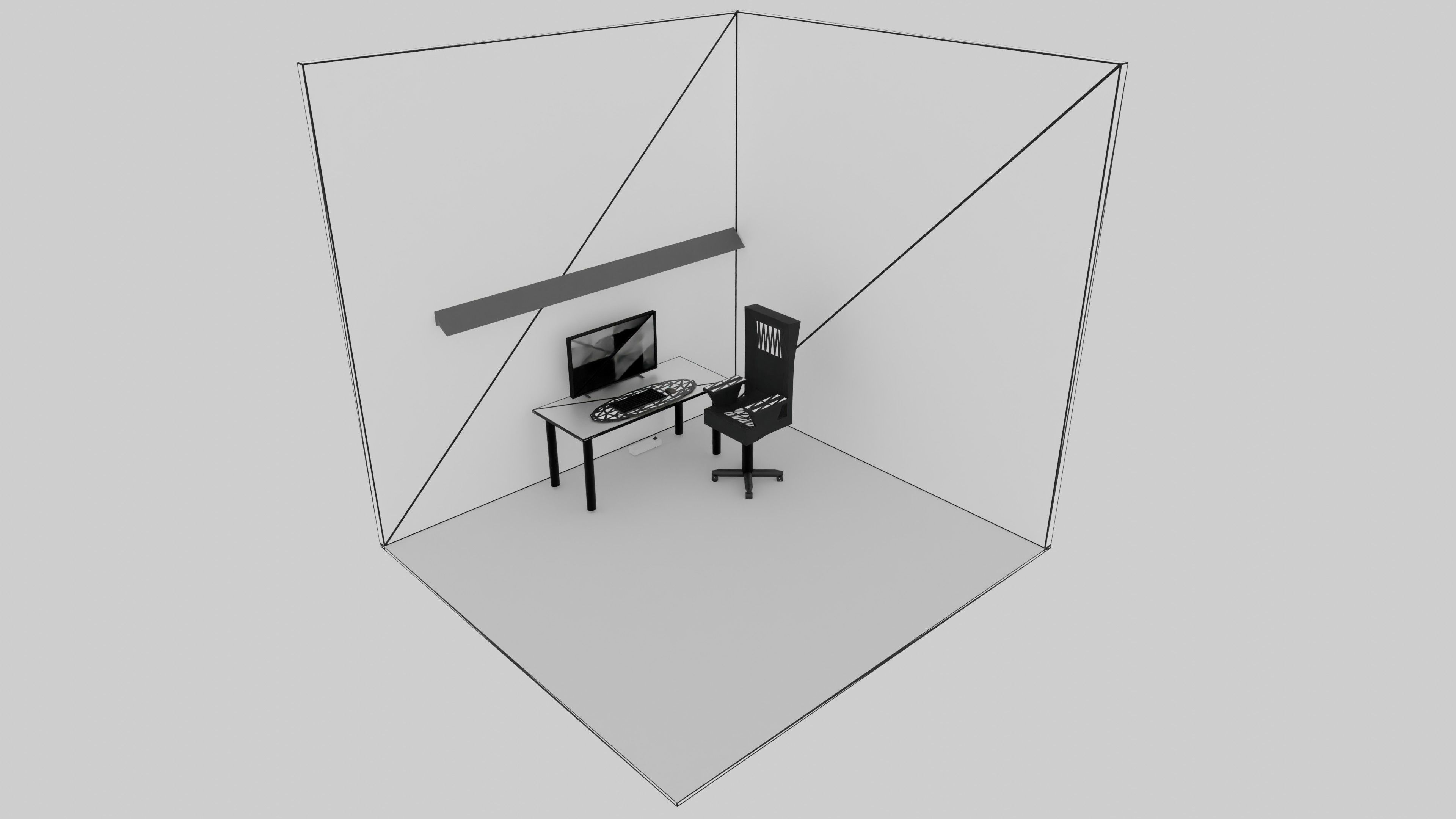 Gaming room low poly 3D model_6