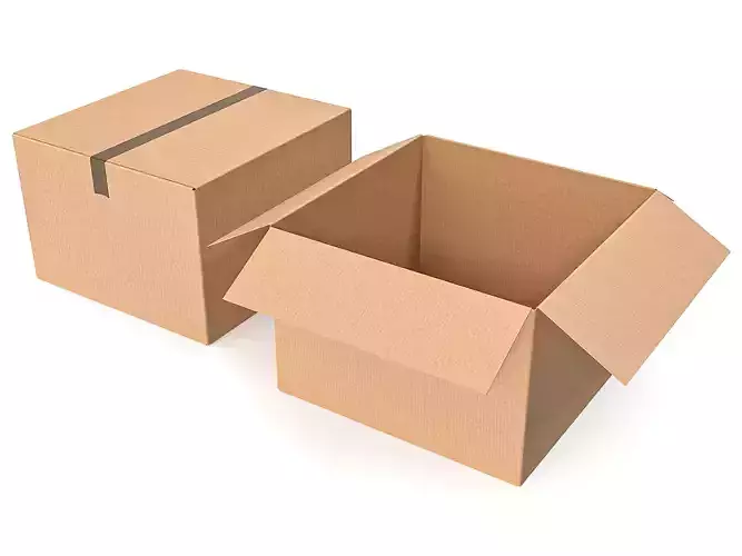 Cardboard boxes sealed with packing 12 3D Model Collection