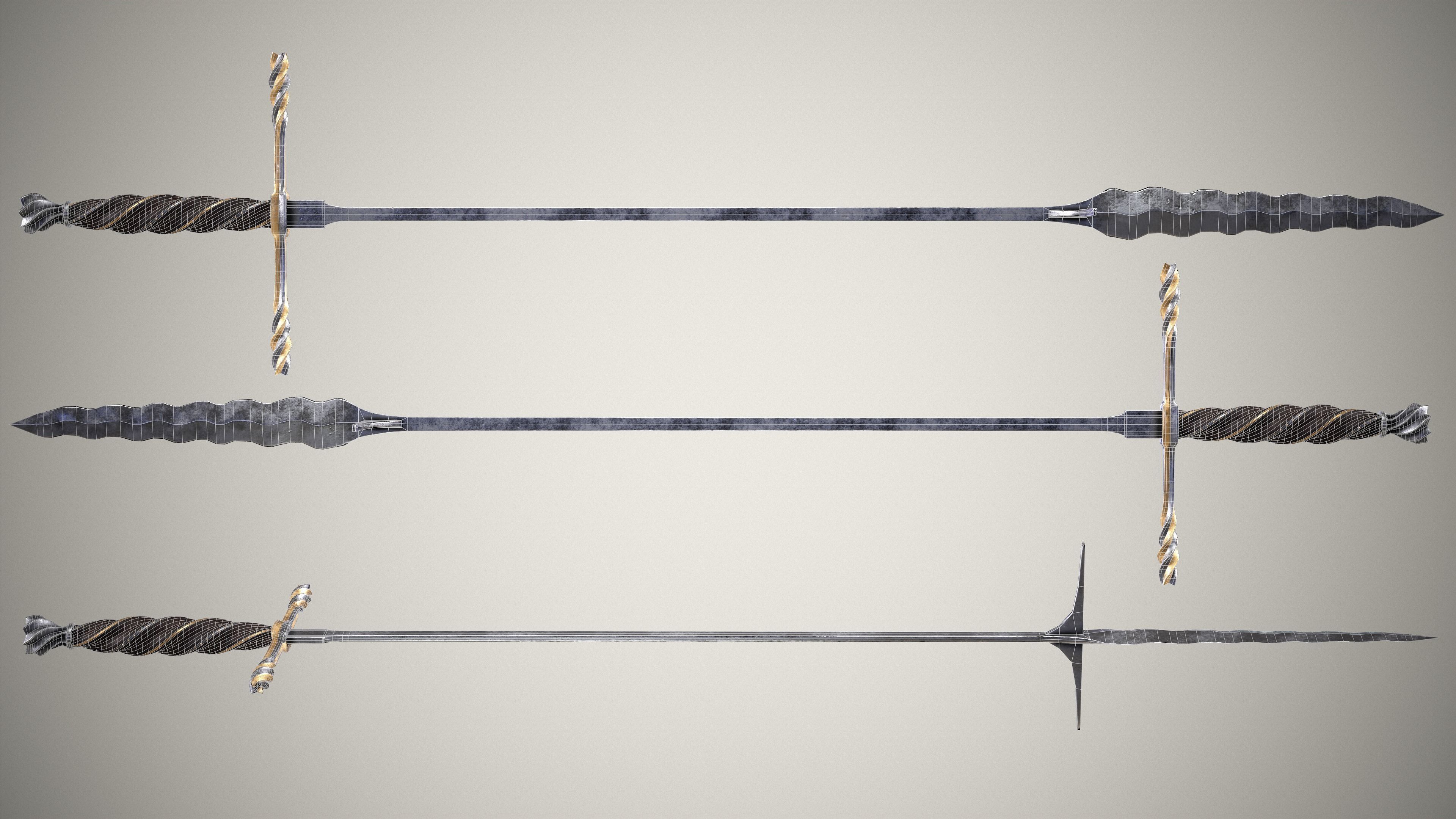 Boar-Hunting Sword Low-poly 3D model_3