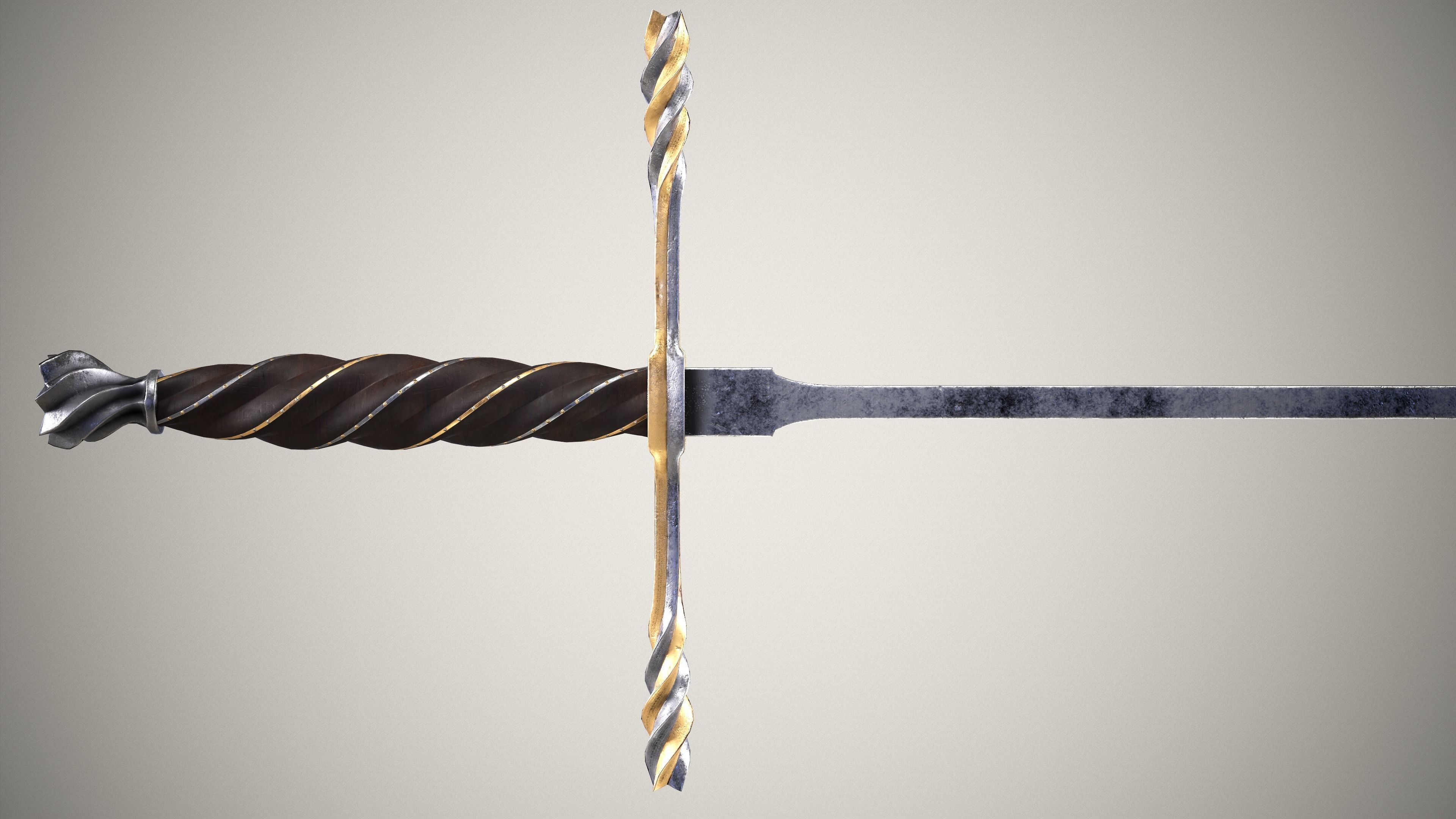 Boar-Hunting Sword Low-poly 3D model_1