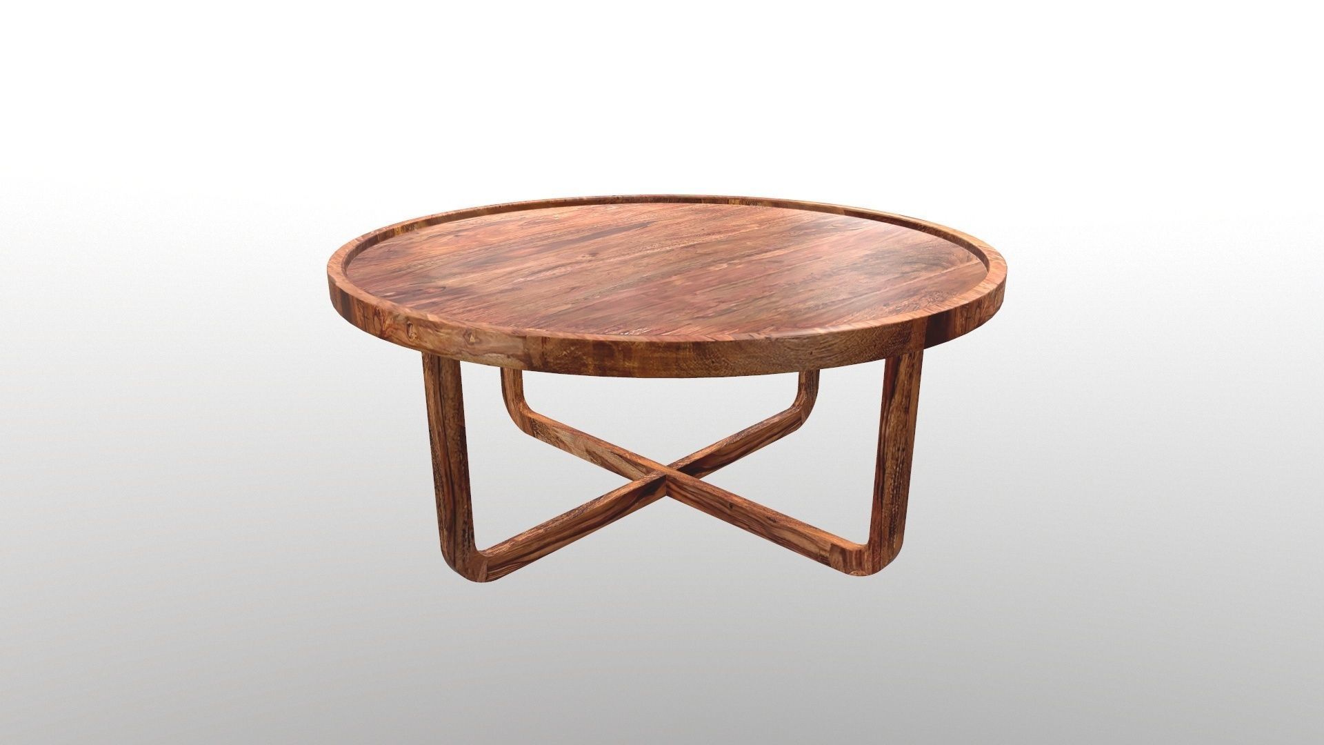 Wooden Round Table 3D model_9