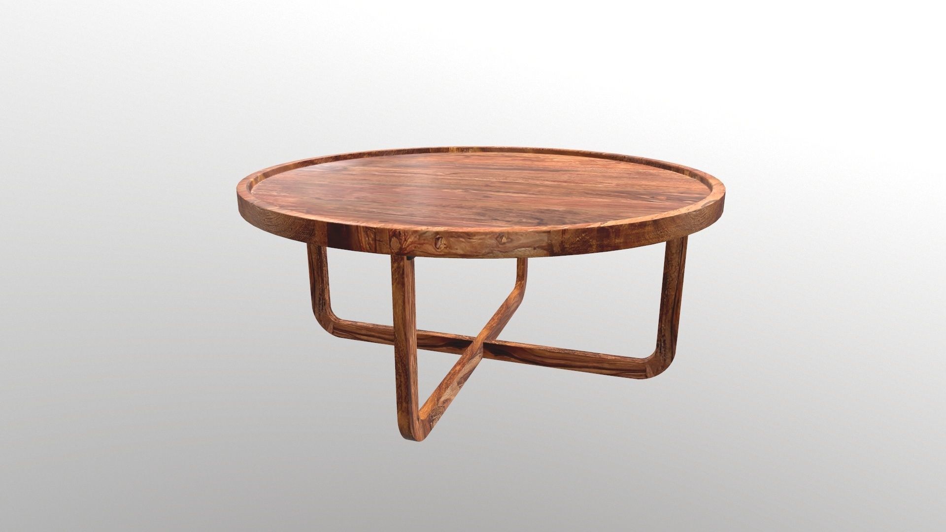 Wooden Round Table 3D model_6