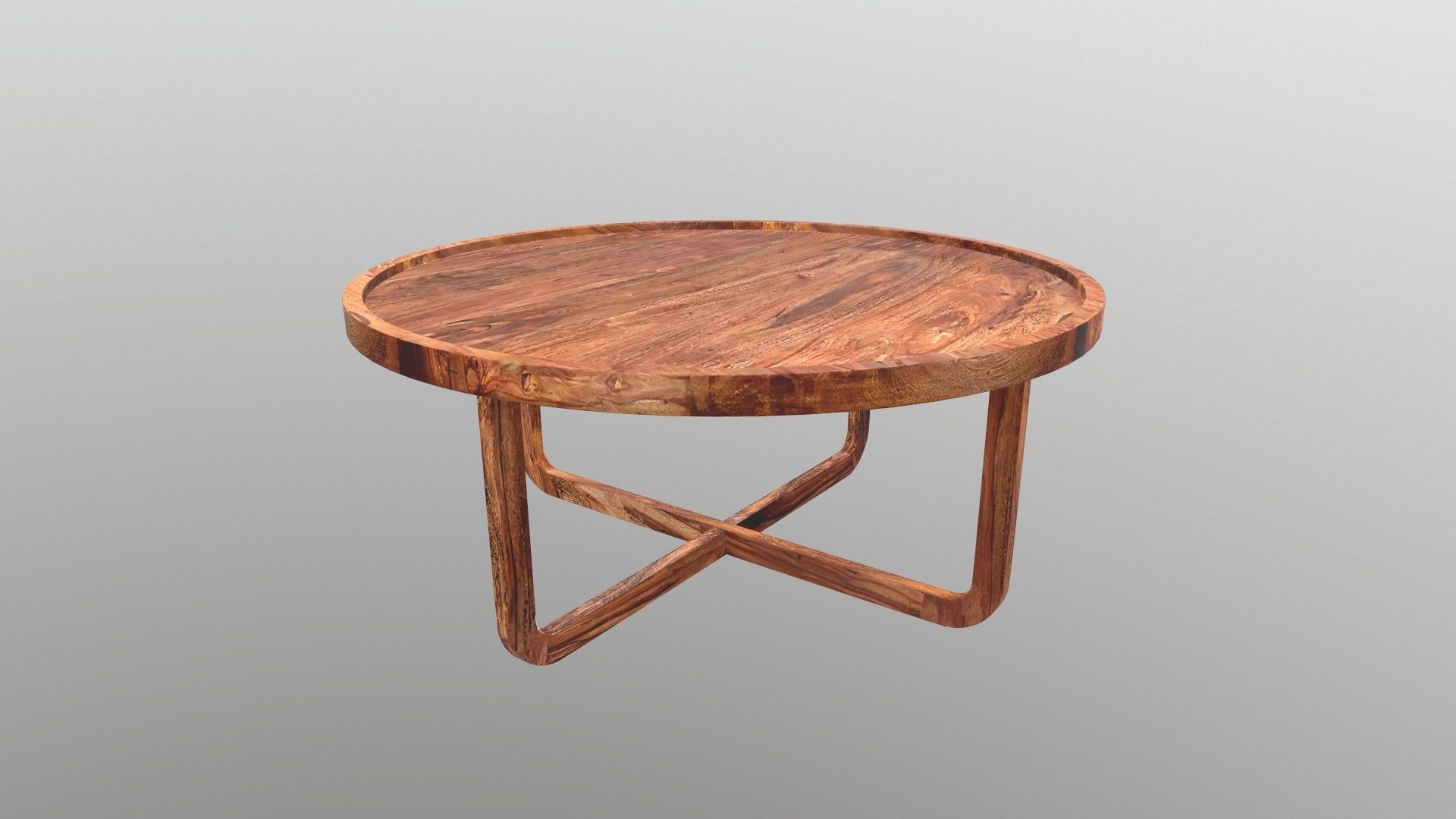 Wooden Round Table 3D model_3
