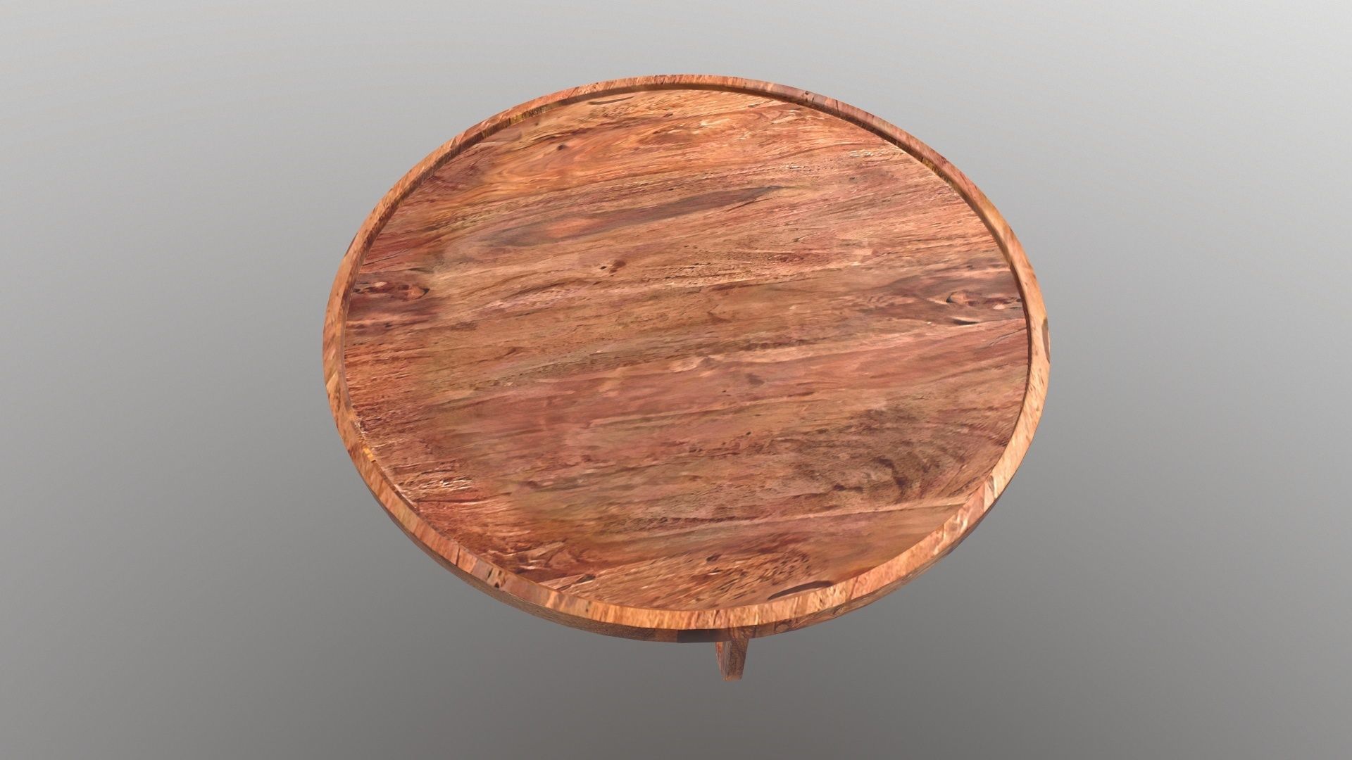 Wooden Round Table 3D model_8
